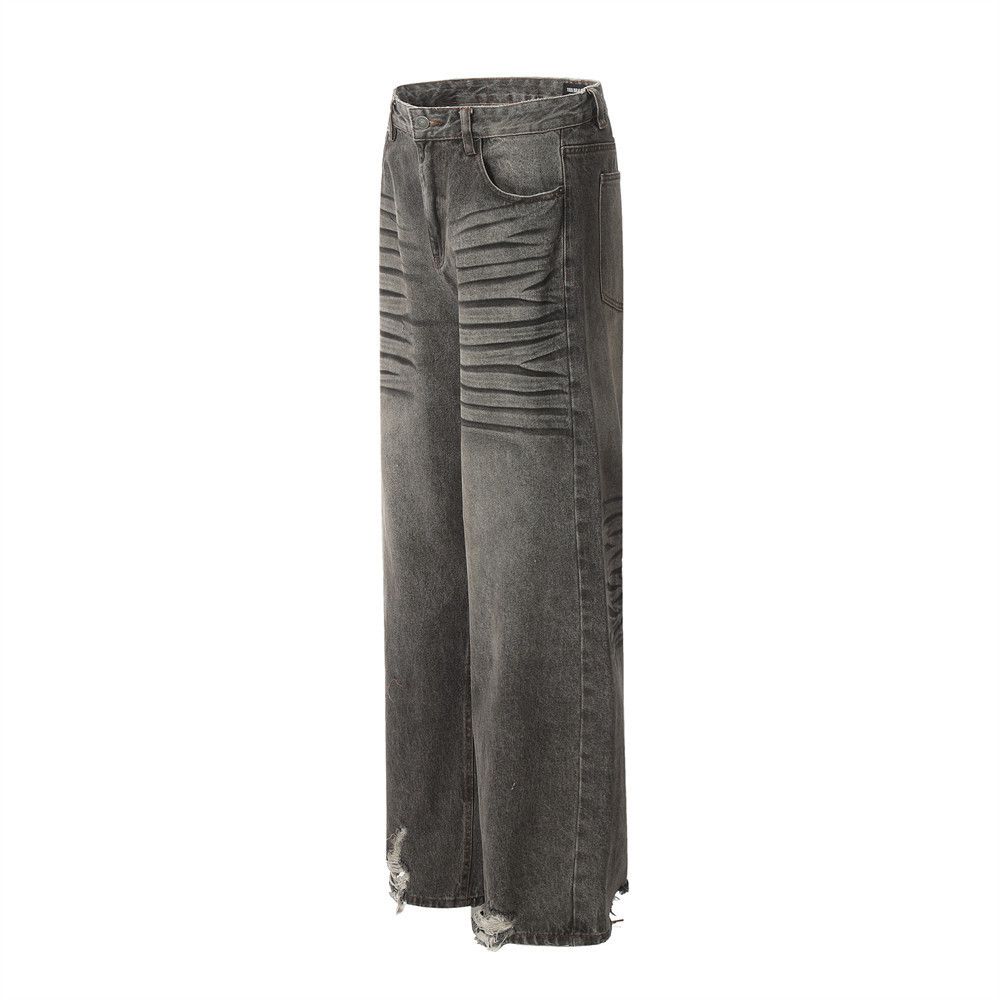 Japanese Brand × Jean Men's high street retro trend washed distressed loose jeans Size US 32 / EU 48 - 2 Thumbnail