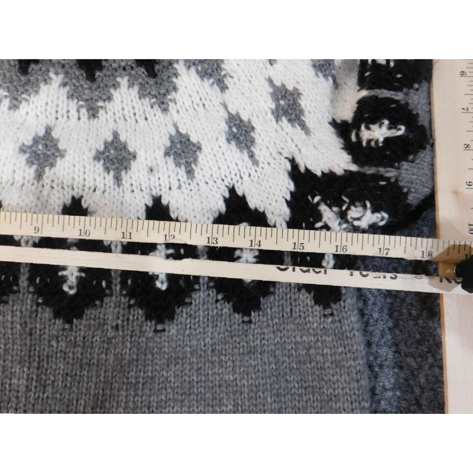 Loft LOFT Geometric Knit Pullover Sweater Medium Gray Wool Acrylic Rib Knit Long Sleeve High Neck Womens Regular Size M Size M / US 6-8 / IT 42-44 - 4 Thumbnail