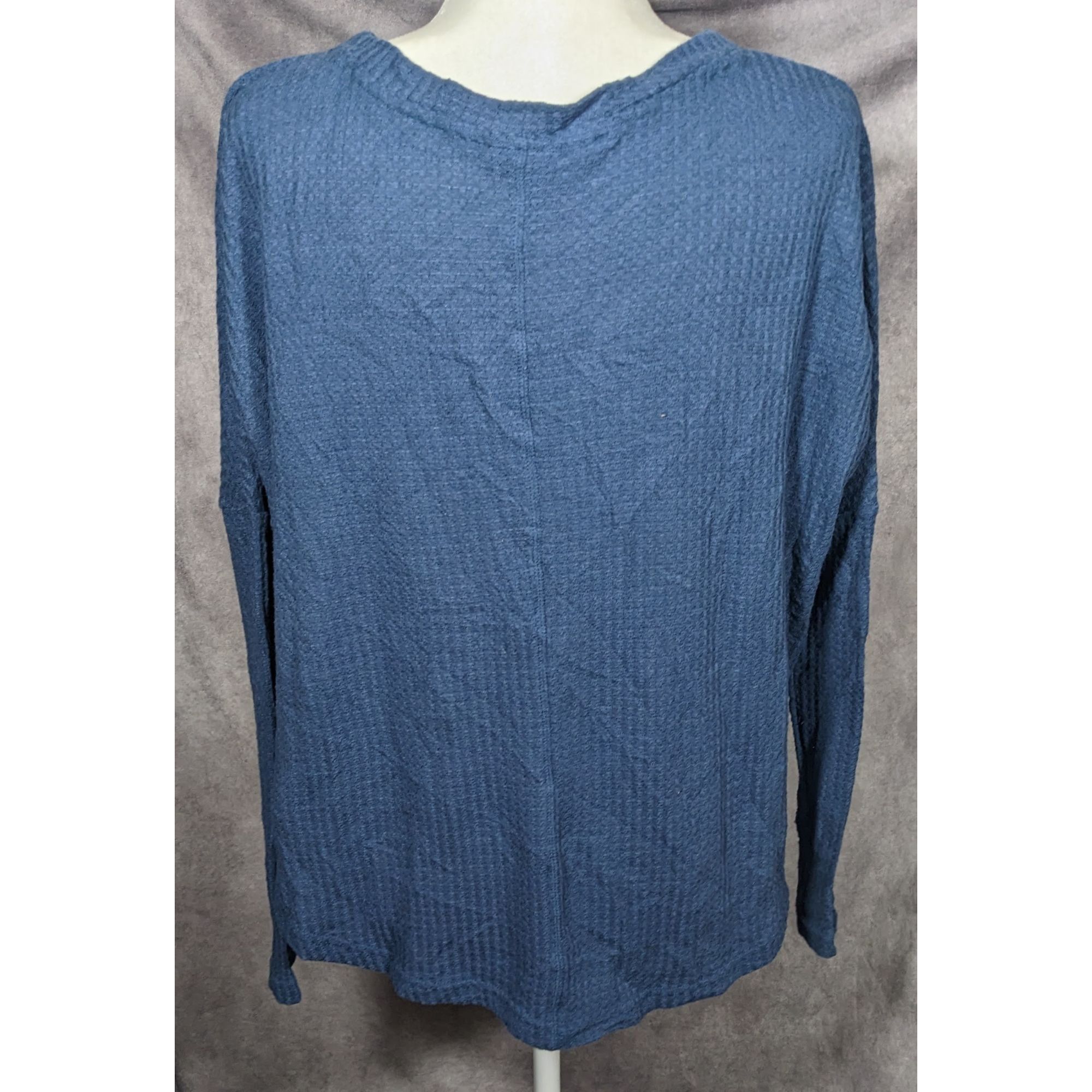 Other ANA Blue Button Down V Neck Thermal Long Sleeve Top Size M / US 6-8 / IT 42-44 - 6 Thumbnail