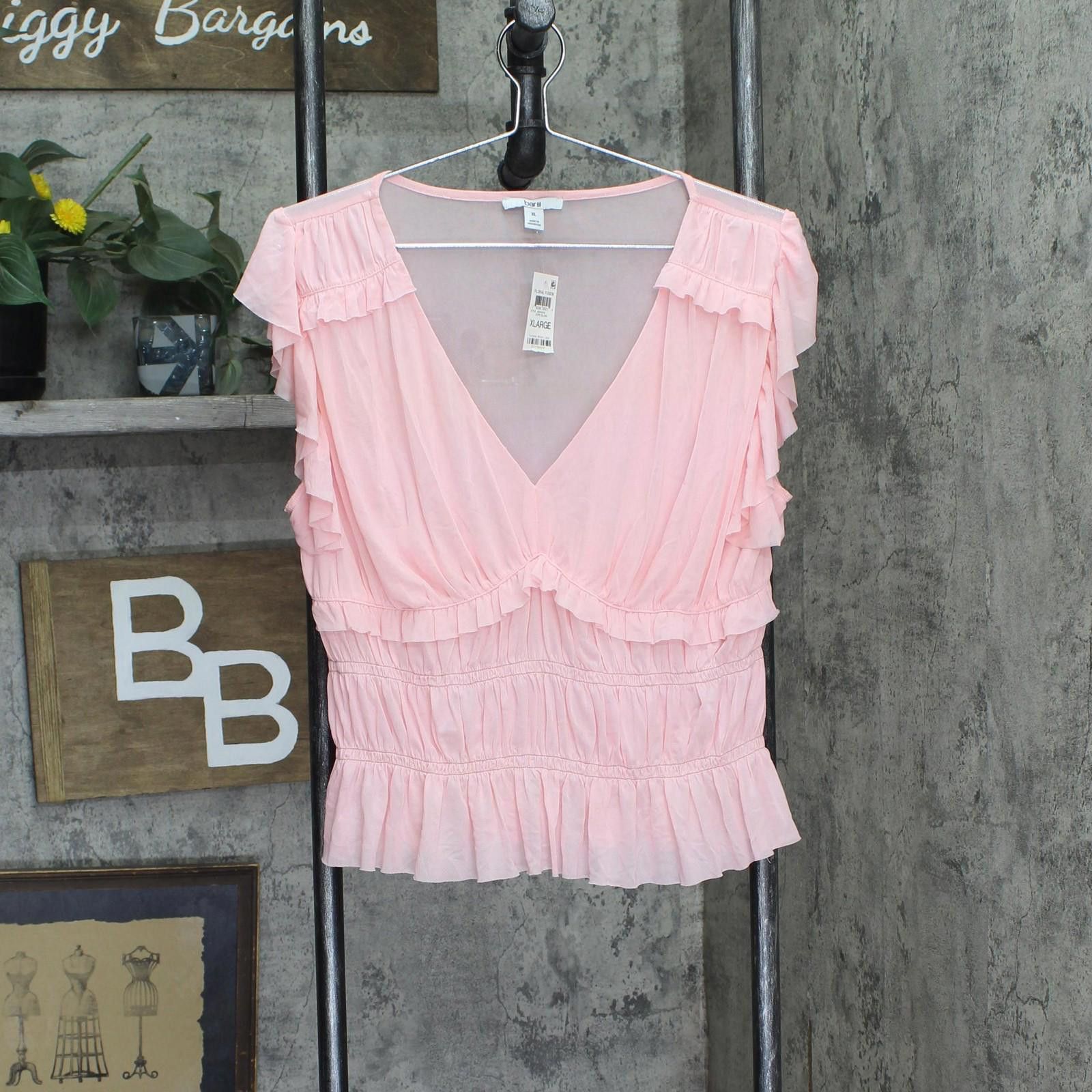 Bar III Nwt Bar Iii Womens Mesh Flutter-sleeve Top Cupid Blush Xl Size XL / US 12-14 / IT 48-50 - 1 Thumbnail