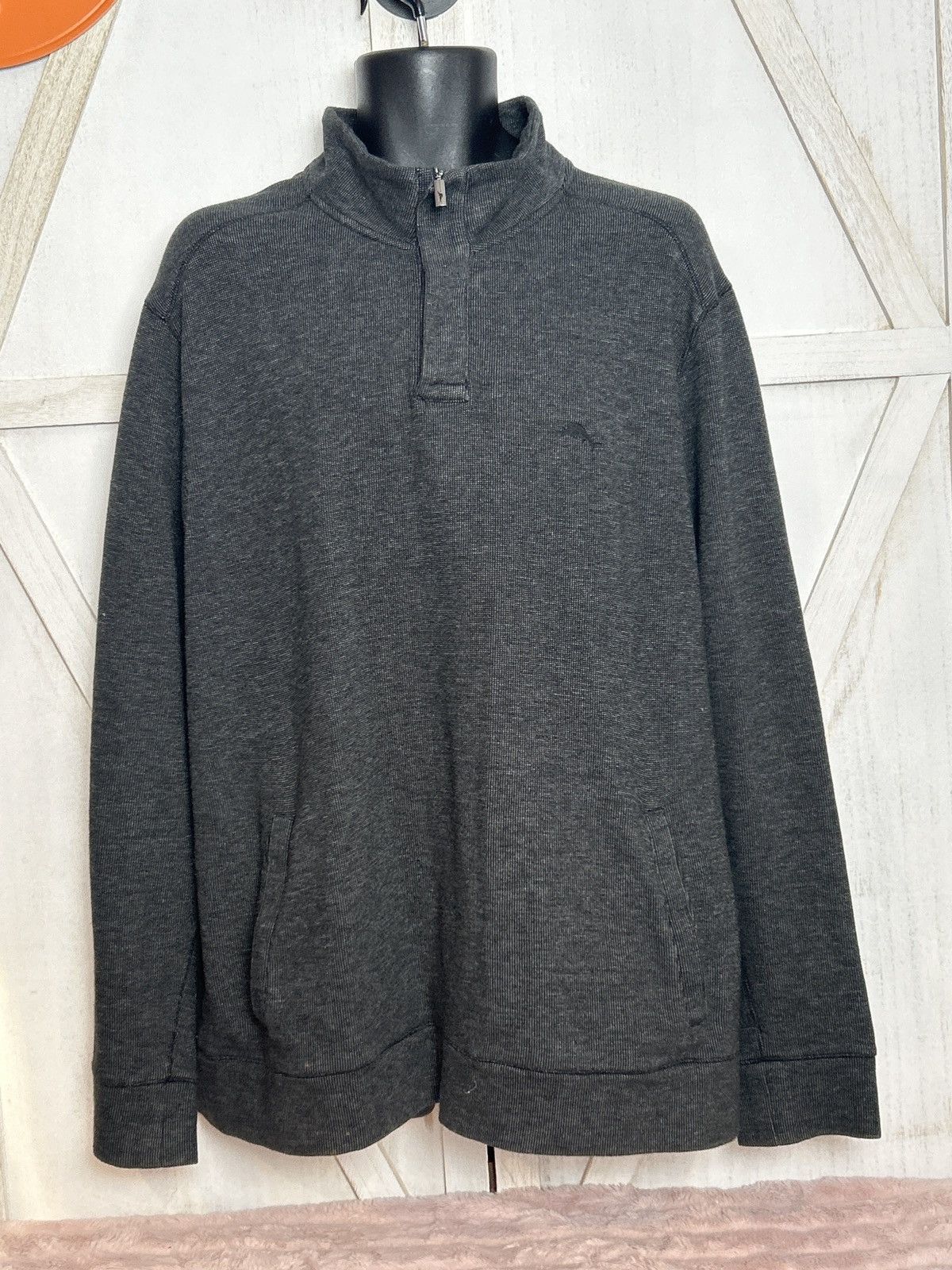Tommy Bahama 0002 Tommy Bahama Men’s XL Quart Zip Pullover Gray Sweater Size US XL / EU 56 / 4 - 1 Thumbnail