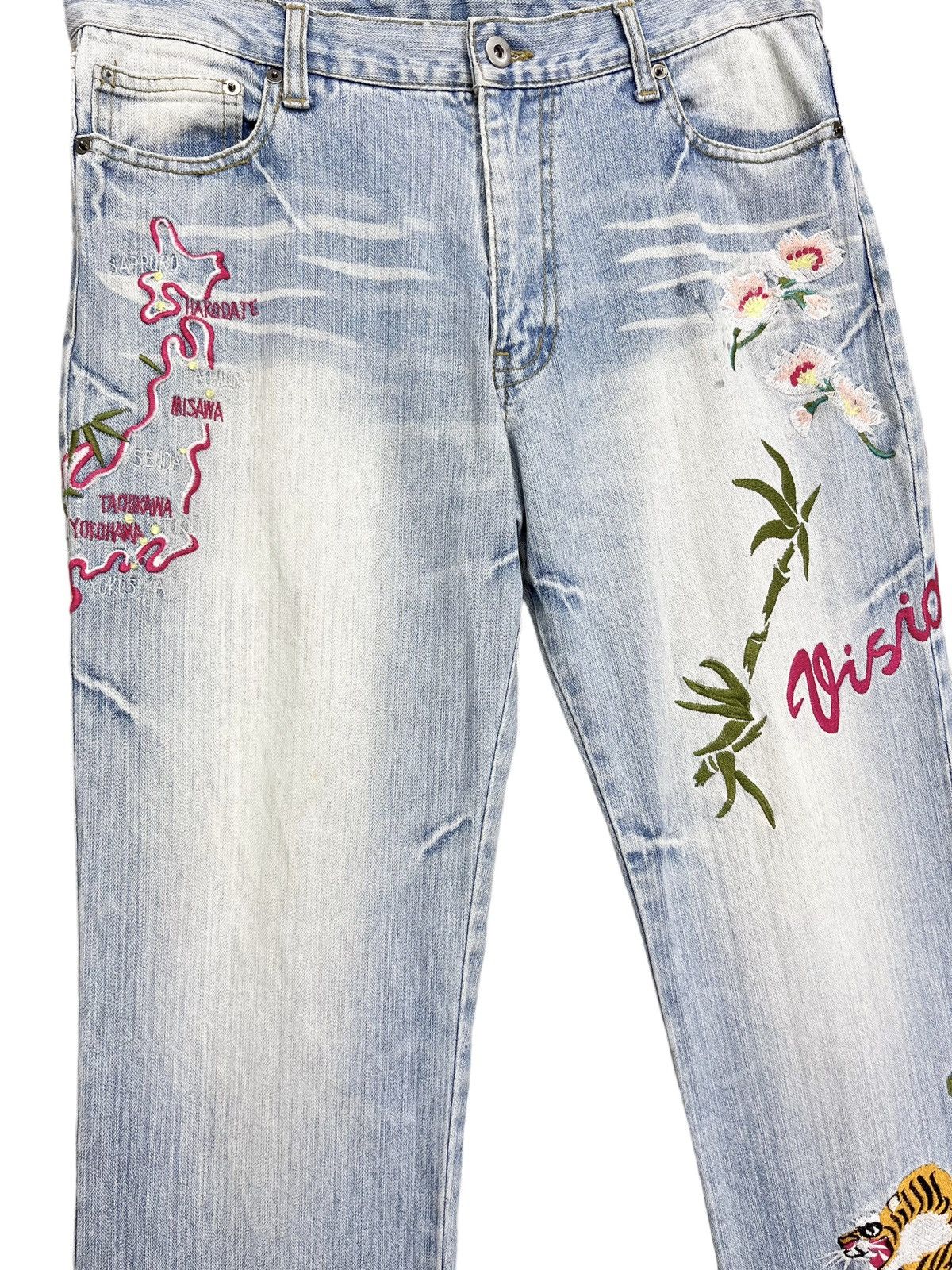 Japanese Brand 💥VISION OF JAPAN Sukajan Embroidery Light Wash Distressed Size 31" - 3 Thumbnail