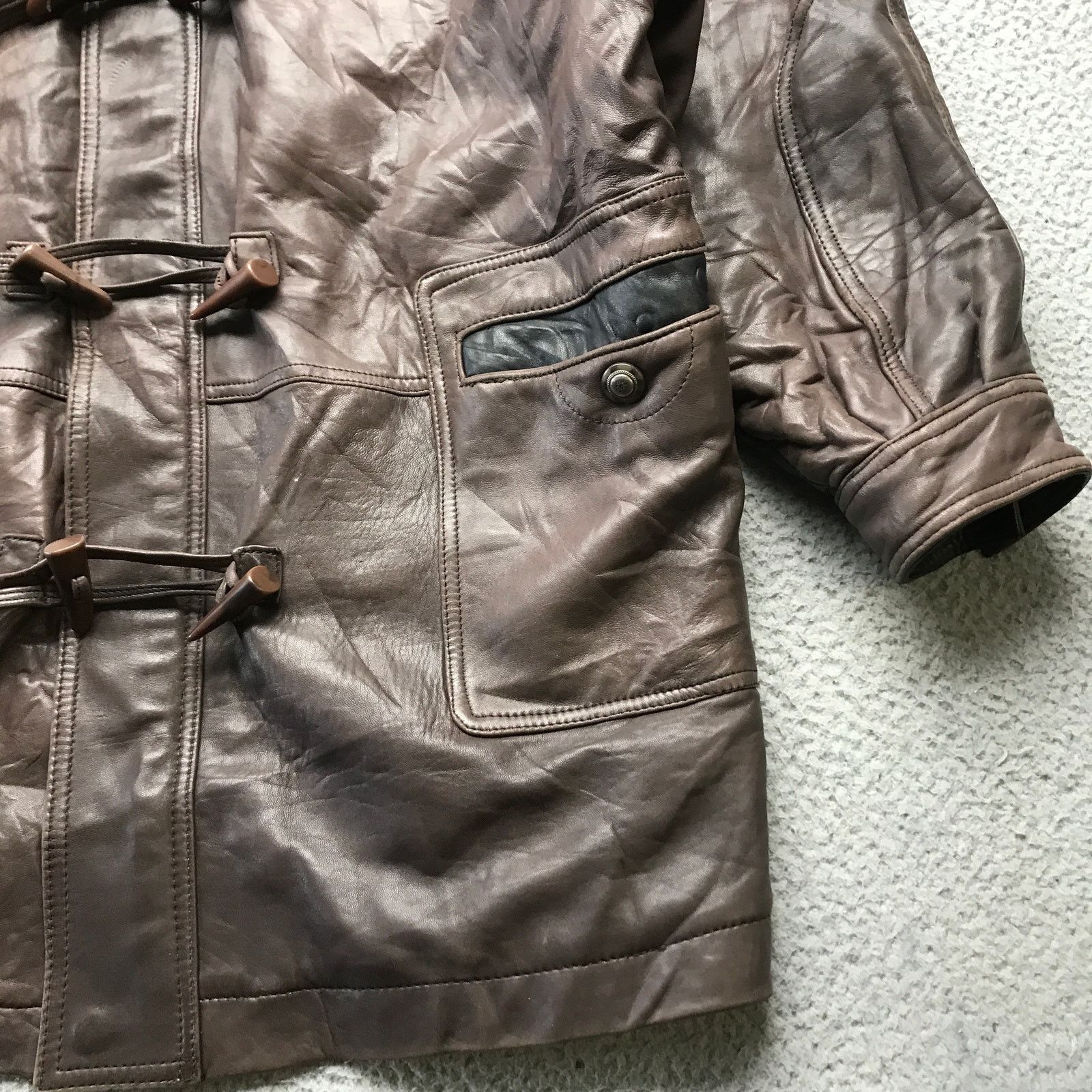 Other Vintage Miropa Brown Leather Toggle Coat Jacket Mens XL Size US XL / EU 56 / 4 - 8 Thumbnail