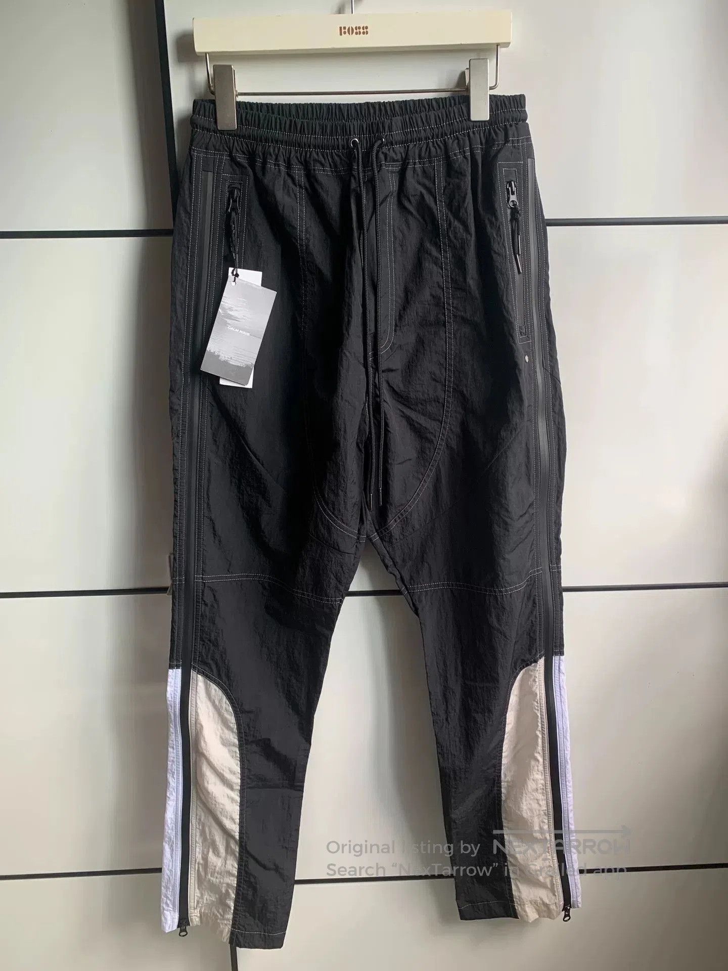Far Afield Far Archive Black White Zip Nylon Pants. Size US 26 / EU 42 - 1 Thumbnail