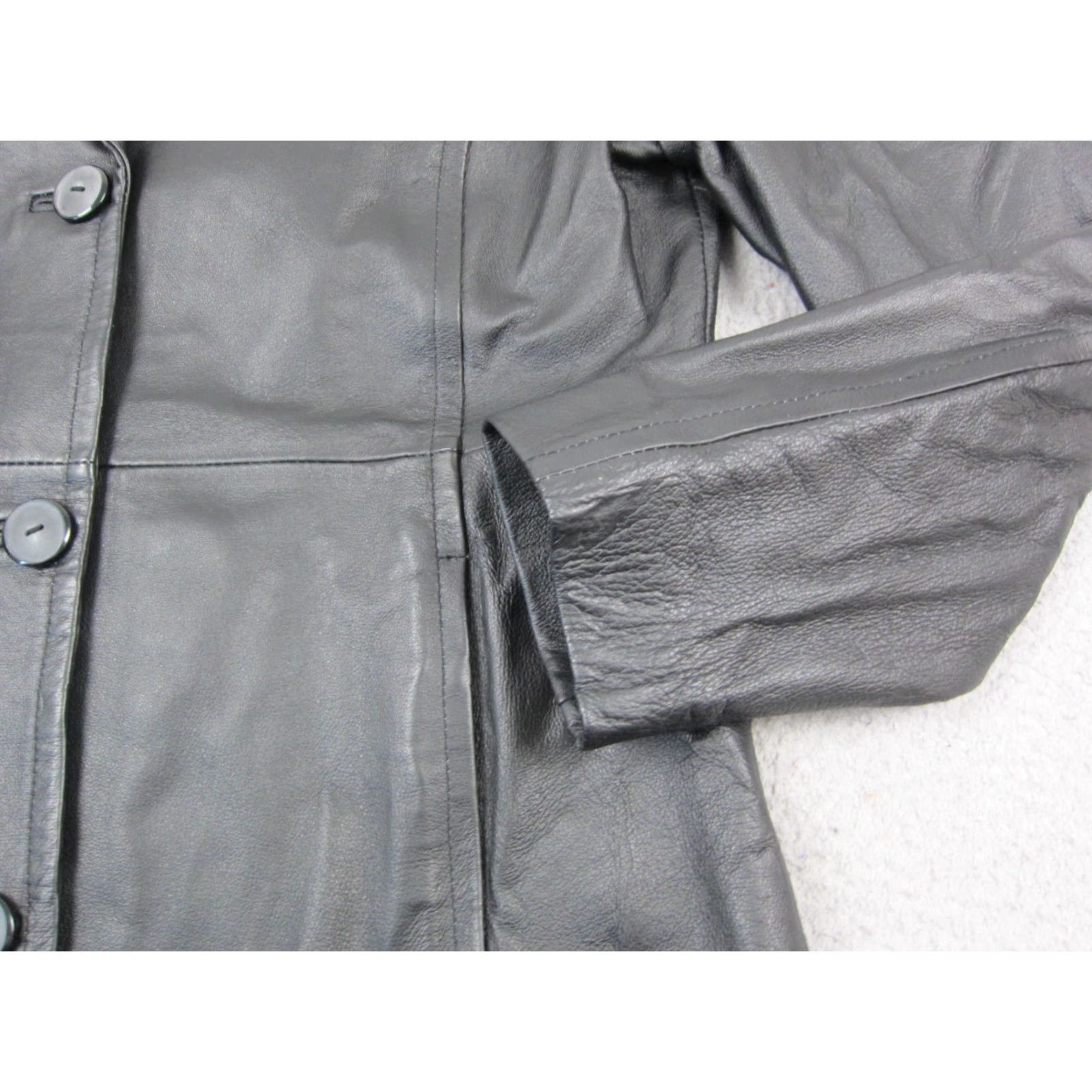 Worthington Vintage Worthington Leather Jacket Womens L Black Bomber 90s Button Up Jacket Size L / US 10 / IT 46 - 5 Thumbnail