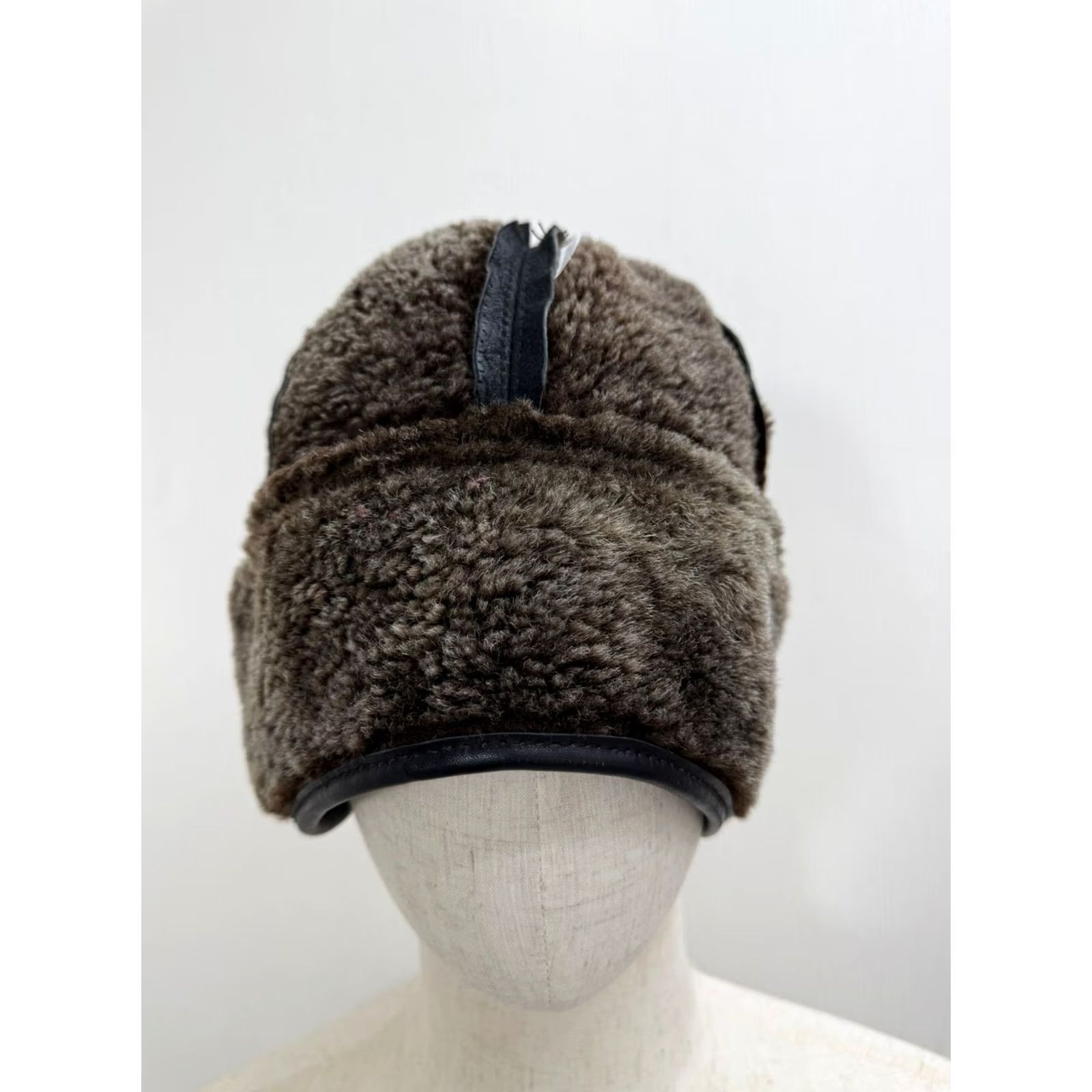 Vintage VINTAGE Nike? Real 100% Fur Sheepskin Bomber Caps Suede Leather Trapper Hat Black Size ONE SIZE - 7 Thumbnail