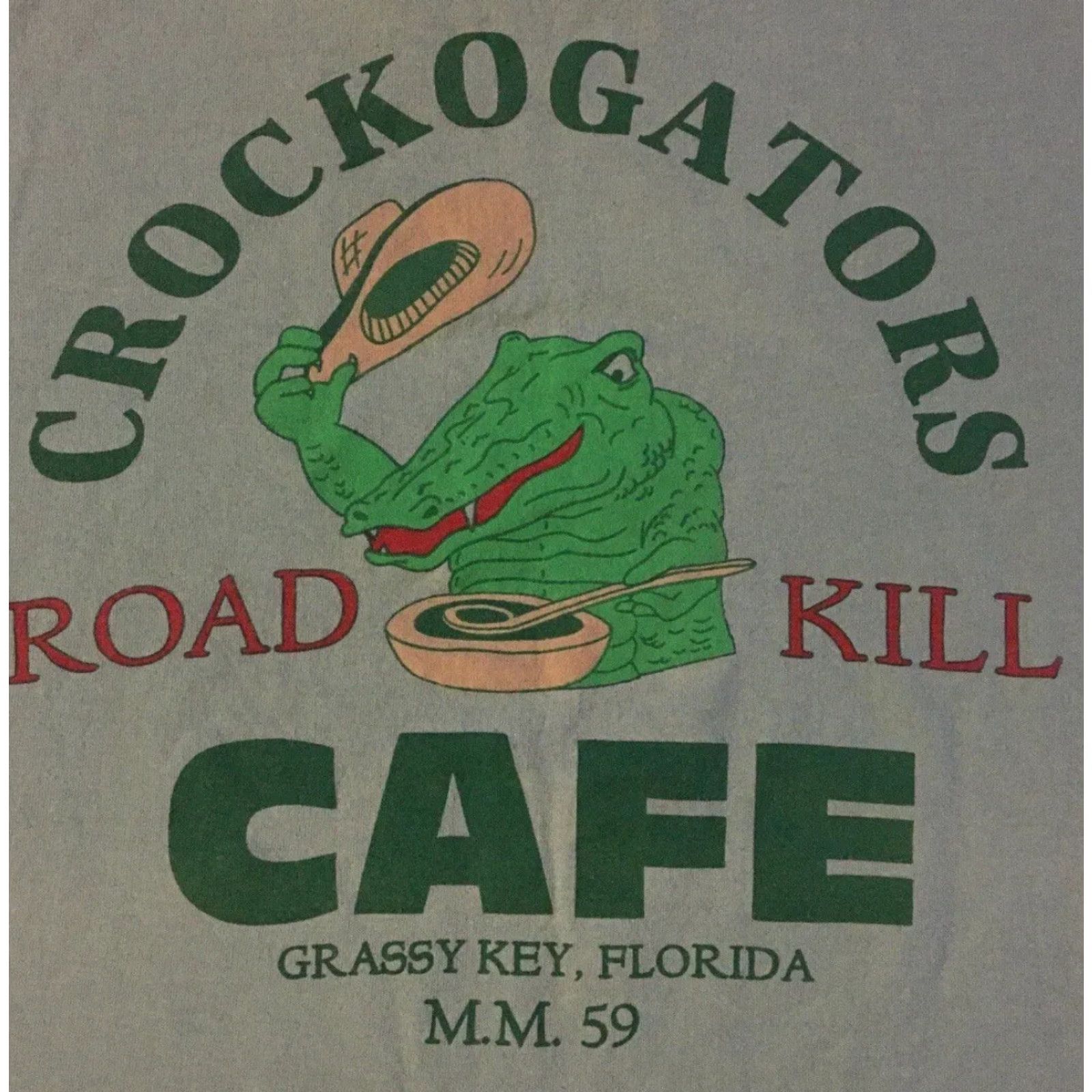 Vintage VINTAGE 90s Roadkill Cafe Florida Faded Distressed Shirt 2XL Green Graphic Tee Men Size US XXL / EU 58 / 5 - 3 Thumbnail