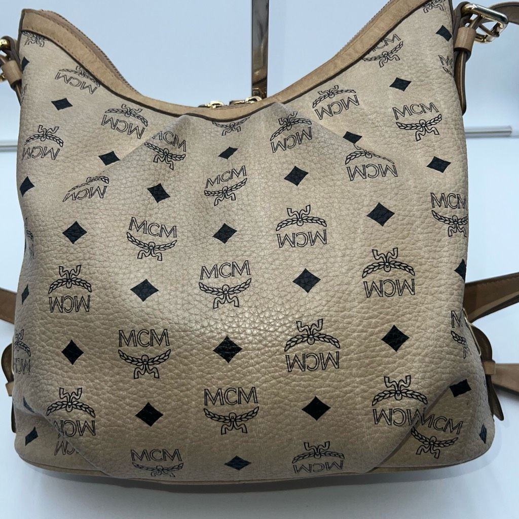 MCM MCM Visetos Hobo Bag Ivory Shoulder Bag Shopper Bag LogoPrin Size ONE SIZE - 9 Thumbnail