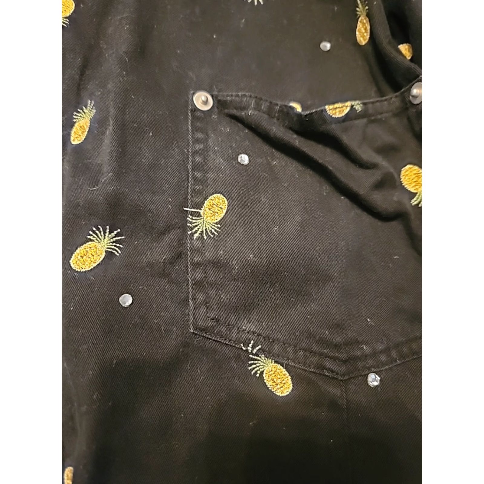 Quacker Factory Quacker Factory Women's Black Embroidered Pineapple Jacket Short Sleeve Zip 2X Size 40" / US 18 - 3 Thumbnail