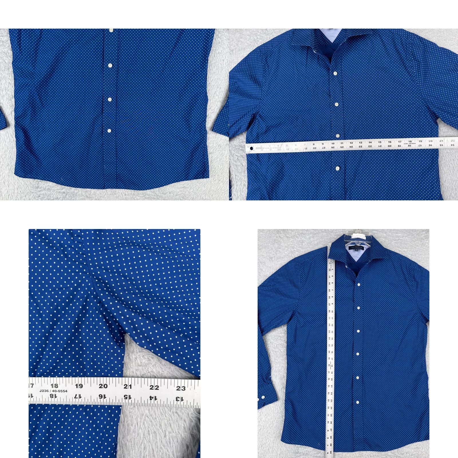 Tommy Hilfiger Tommy Hilfiger Shirt Men 16 Blue Polkadot Button Up Long Sleeve Pocket 34-35 Size US L / EU 52-54 / 3 - 8 Thumbnail
