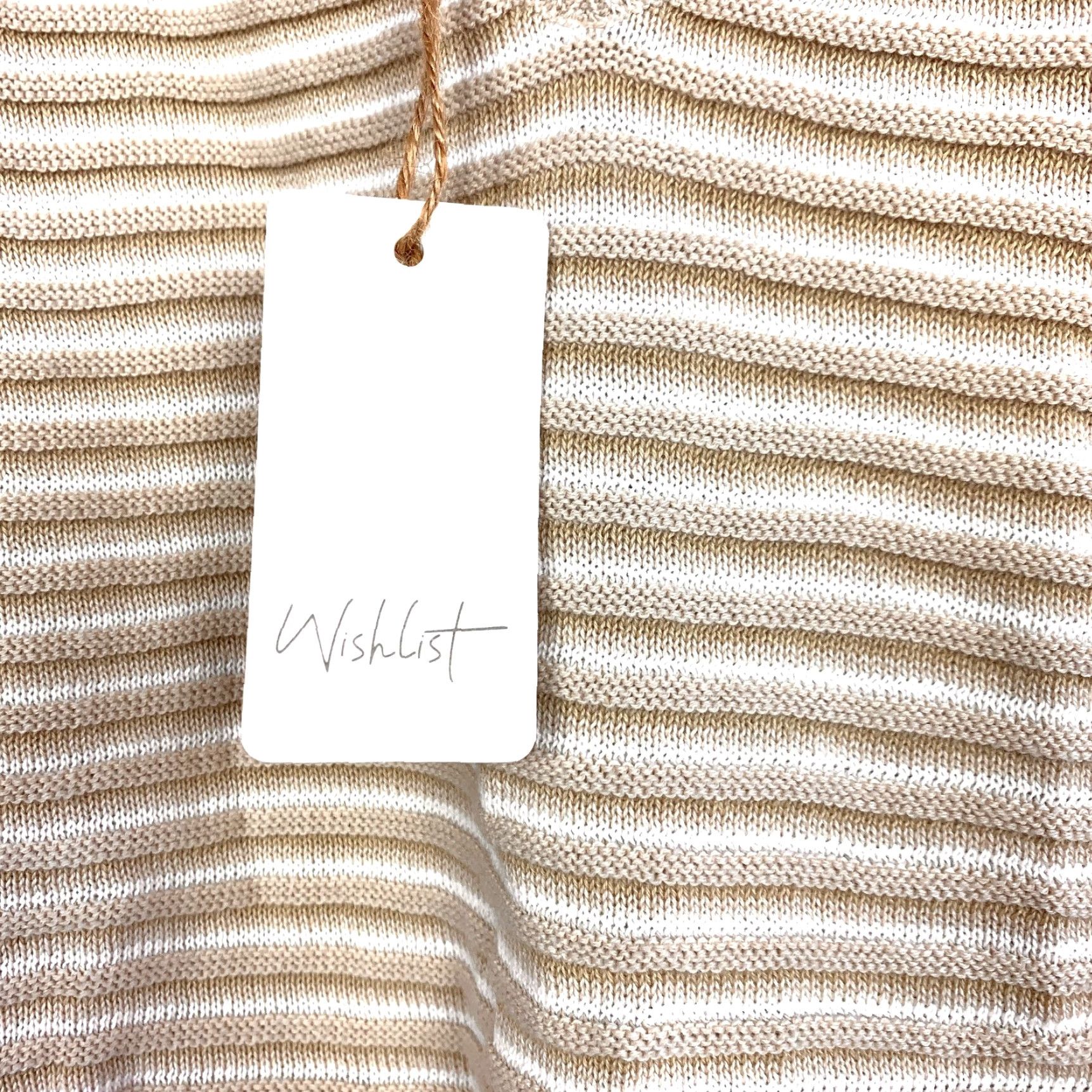 Vintage Wishlist Tan White Striped Ribbed V-Neck Sleeveless Shirt Tank Top Beige Large Women Cotton Tank Size L / US 10 / IT 46 - 5 Thumbnail