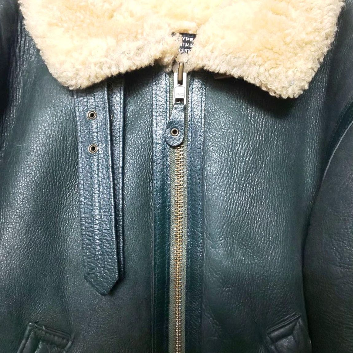 Vintage Octopus Army B-3 Flight Jacket Regular Size 38 Green Sheepskin Mouton Bomber Leather Buckle Collar Full-zip Vintage Mens Size US XXS / EU 40 - 6 Thumbnail