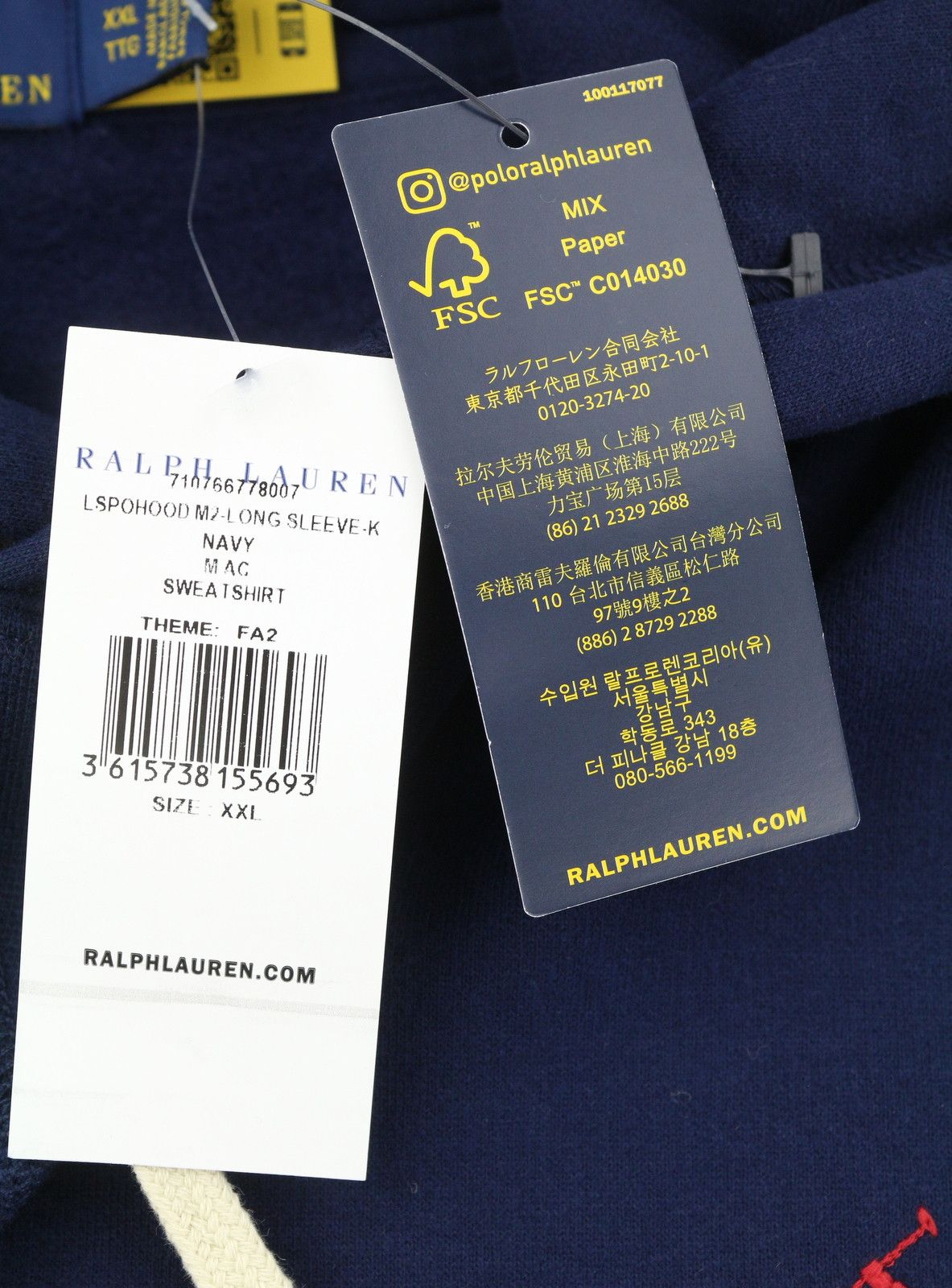Ralph Lauren Dark Blue 2XL Hooded Pullover Hoodie 86956 Size US XXL / EU 58 / 5 - 7 Thumbnail