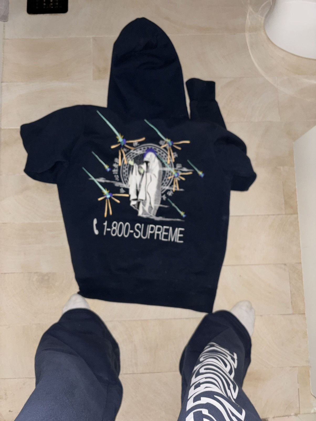 Supreme 1-800 Supreme Hoodie Navy Blue Size US S / EU 44-46 / 1 - 9 Thumbnail