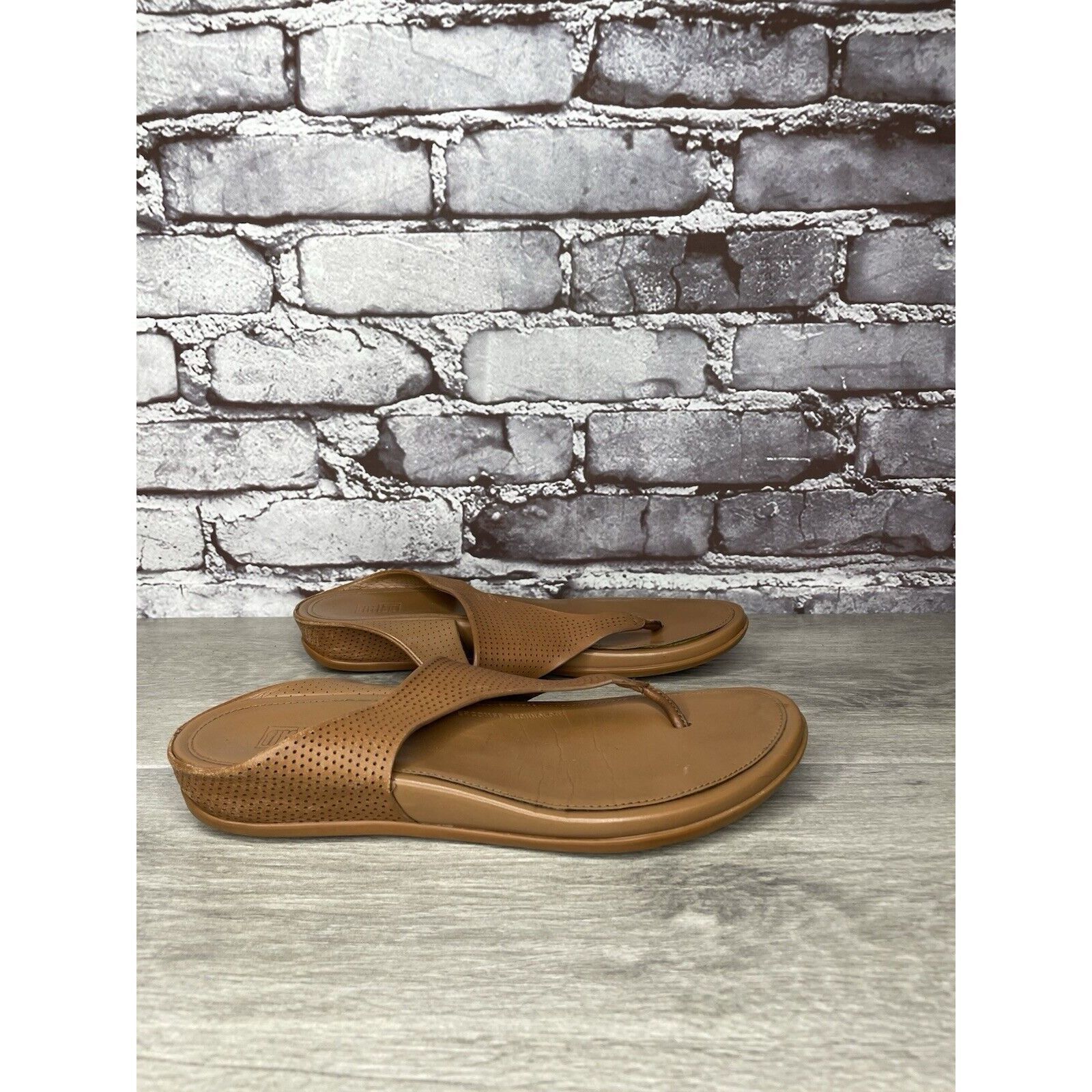 Other FITFLOP V35-592 Brown Leather Flip Flops Wedge Sandals Wome Size US 8 / IT 38 - 3 Thumbnail