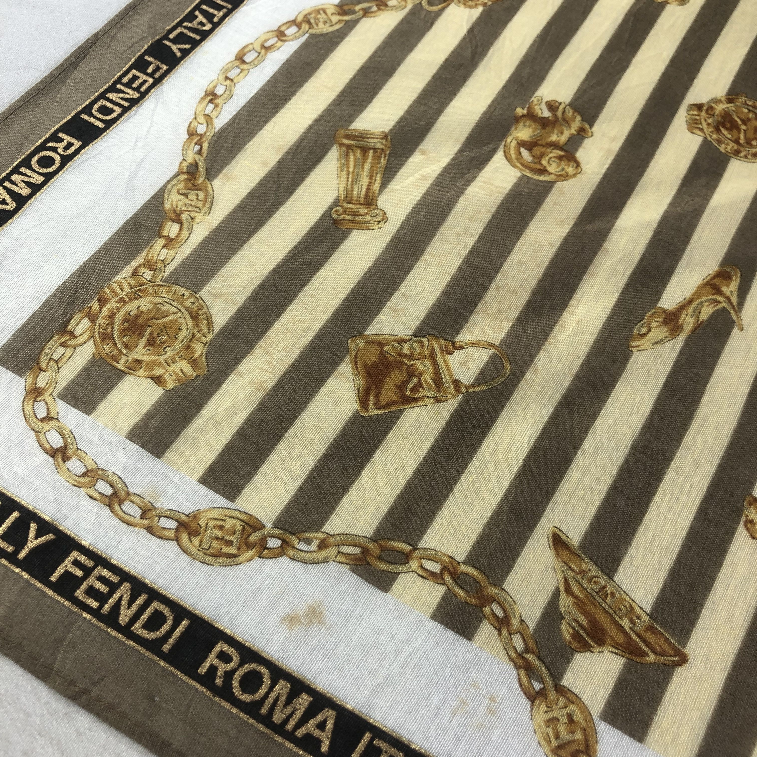 Vintage Fendi Gold Chains Handkerchief Neckerchief Bandana H2306 Size ONE SIZE - 6 Thumbnail