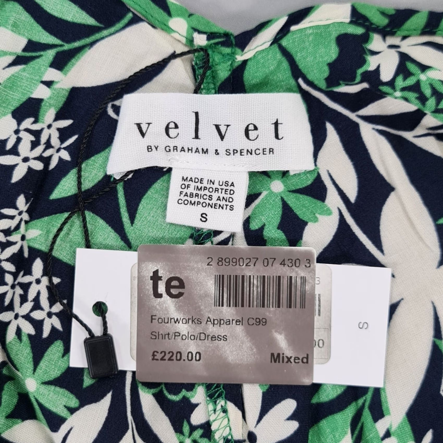 Velvet Velvet by Graham & Spencer Womens Dress Green Small Floral Midi Challis Size S / US 4 / IT 40 - 6 Thumbnail