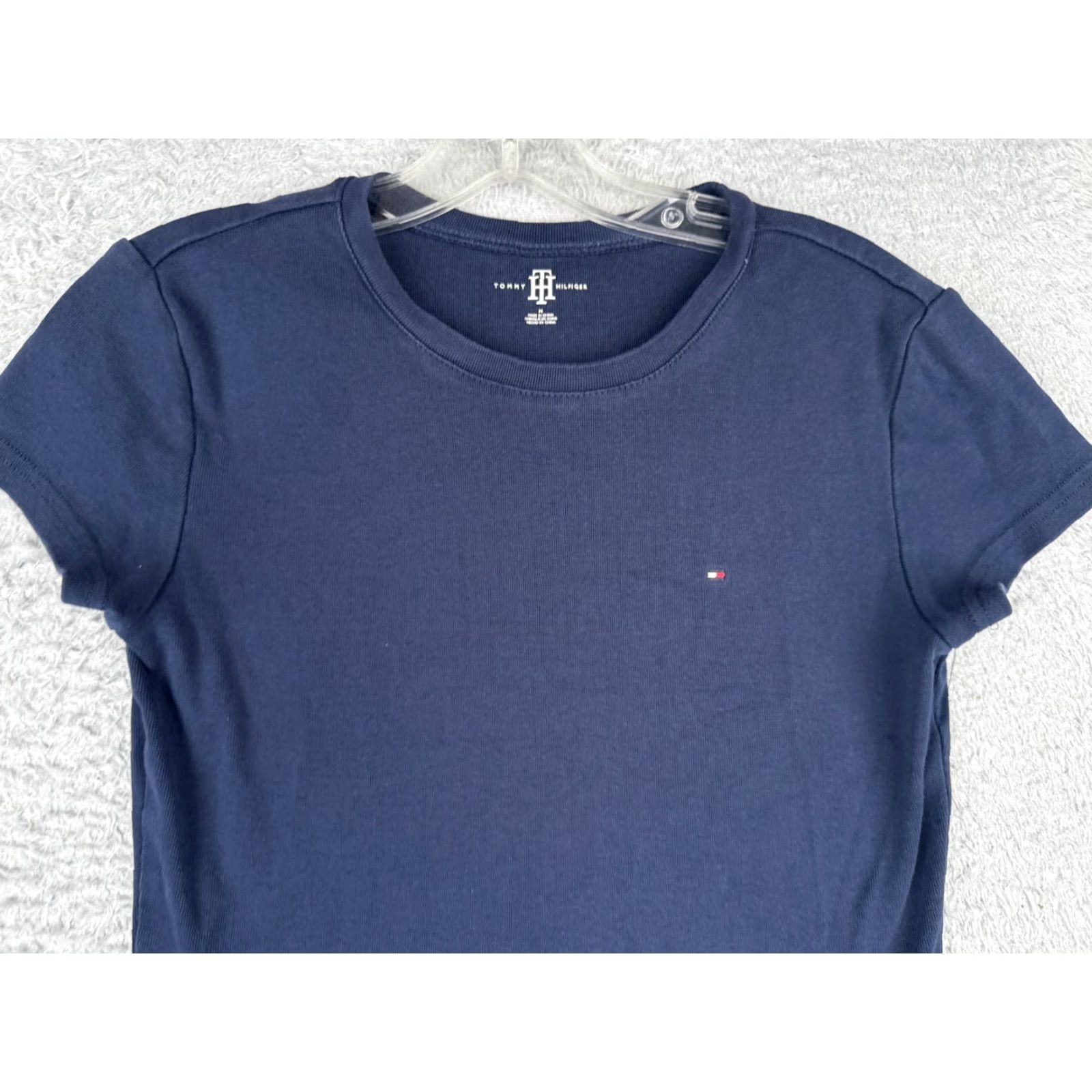 Tommy Hilfiger Tommy Hilfiger Shirt Junior Medium Blue Crew Neck Cotton Knit Short Sleeve Size M / US 6-8 / IT 42-44 - 4 Thumbnail