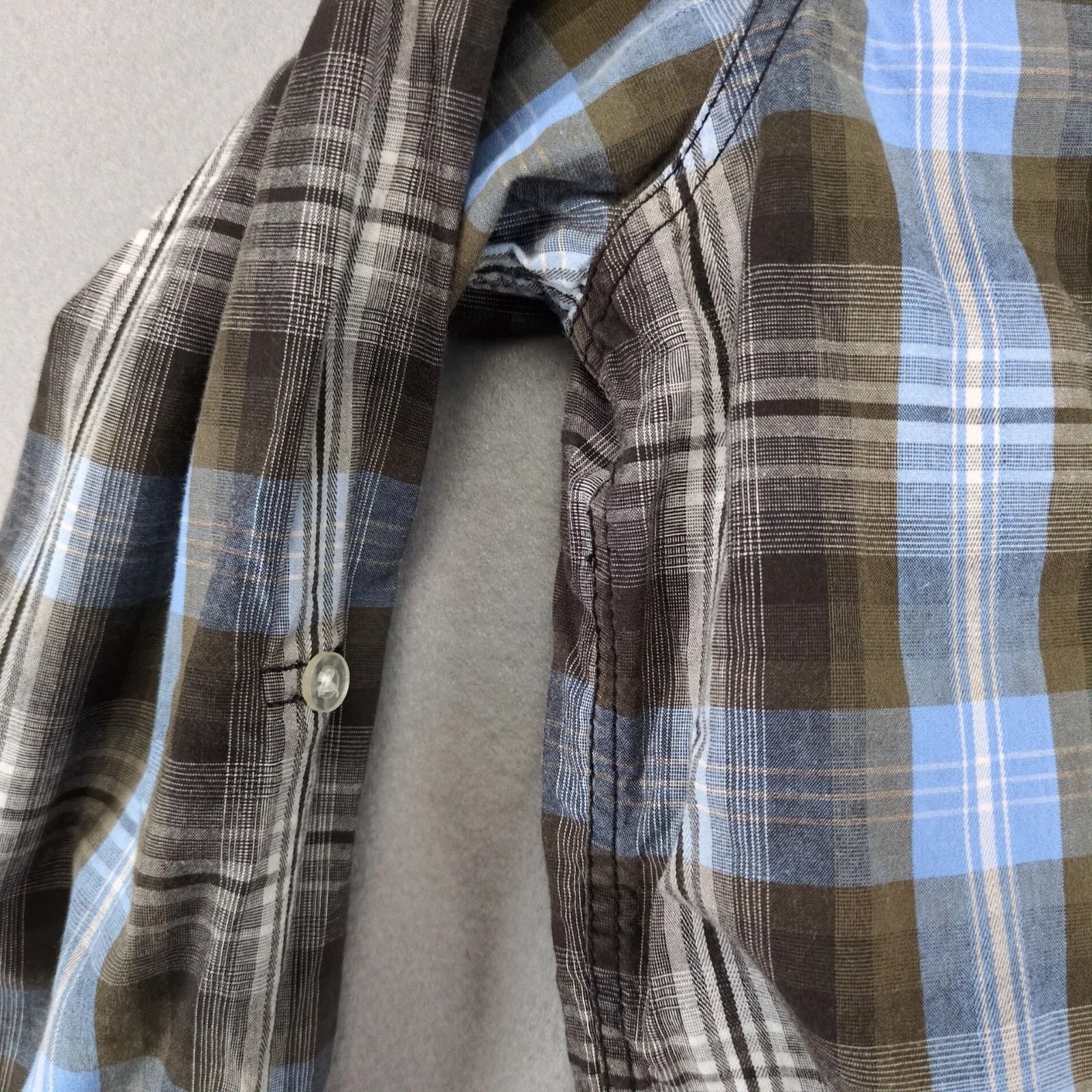 Carbon Carbon Blue Brown Plaid Cotton Button Up Shirt Men's L Size US L / EU 52-54 / 3 - 10 Thumbnail