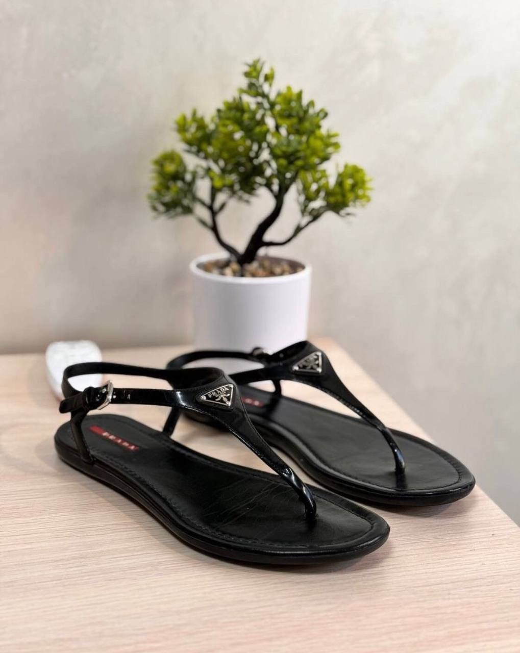 Prada Vintage Black Patent Leather Sandals Shoes, Women's (Size 8)