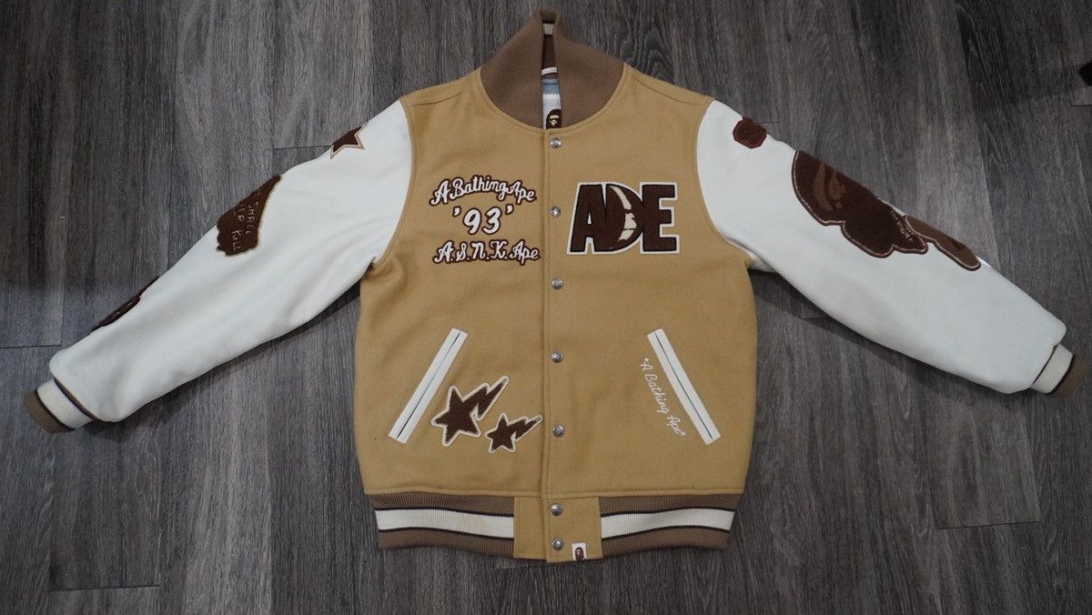 Bape Bape tan and white varsity jacket Size US M / EU 48-50 / 2 - 1 Thumbnail