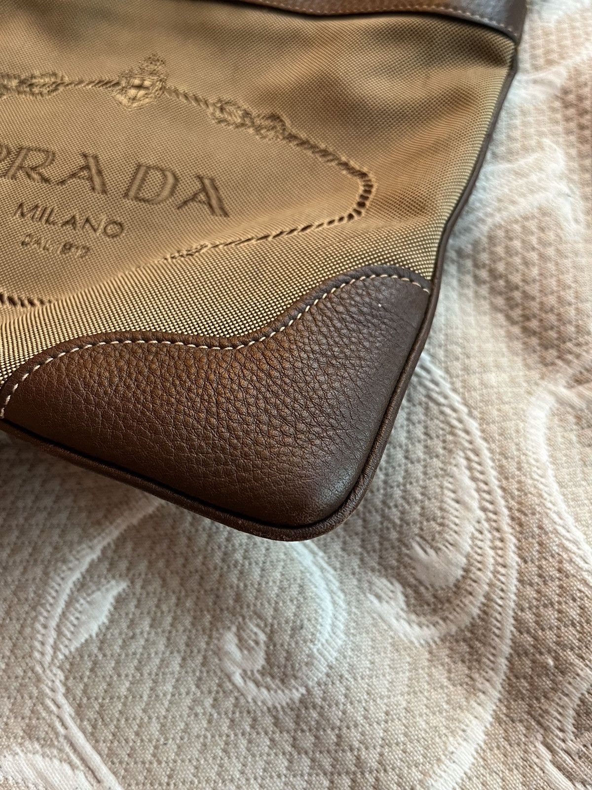 Prada Prada Logo Jacquard Canvas and Leather Messenger Bag Size ONE SIZE - 8 Thumbnail
