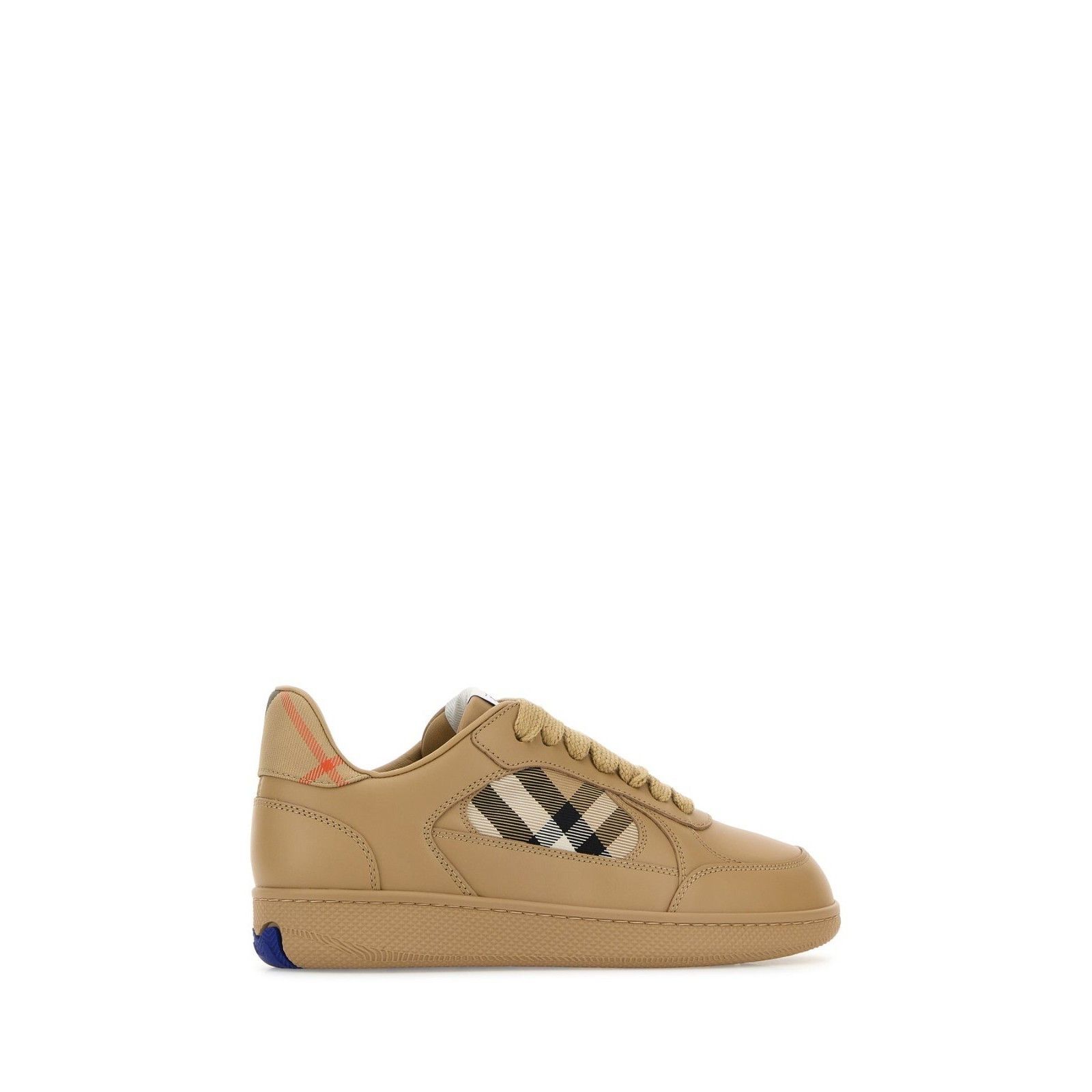 BURBERRY Terrace Brown Check Leather Sneakers New & Authenti