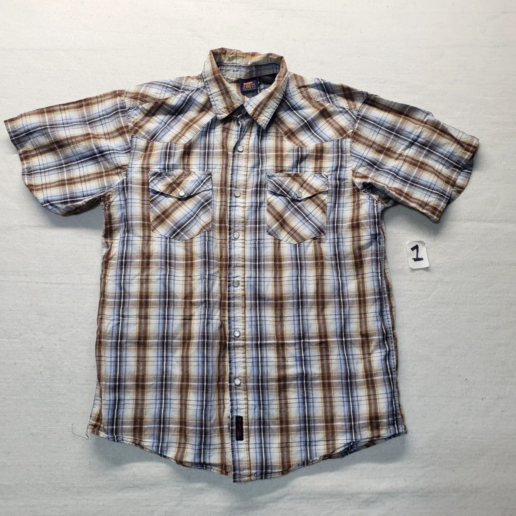 Wrangler Wrangler Jeans Co Western Plaid Button Pearl Snap Shirt XL Mens Multicolor Short Sleeve Shirt Size US XL / EU 56 / 4 - 2 Thumbnail