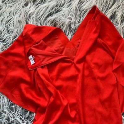 MILLY Milly $750 Designer Dress Made in USA S Red Silk Blend V-Nec Size S / US 4 / IT 40 - 3 Thumbnail