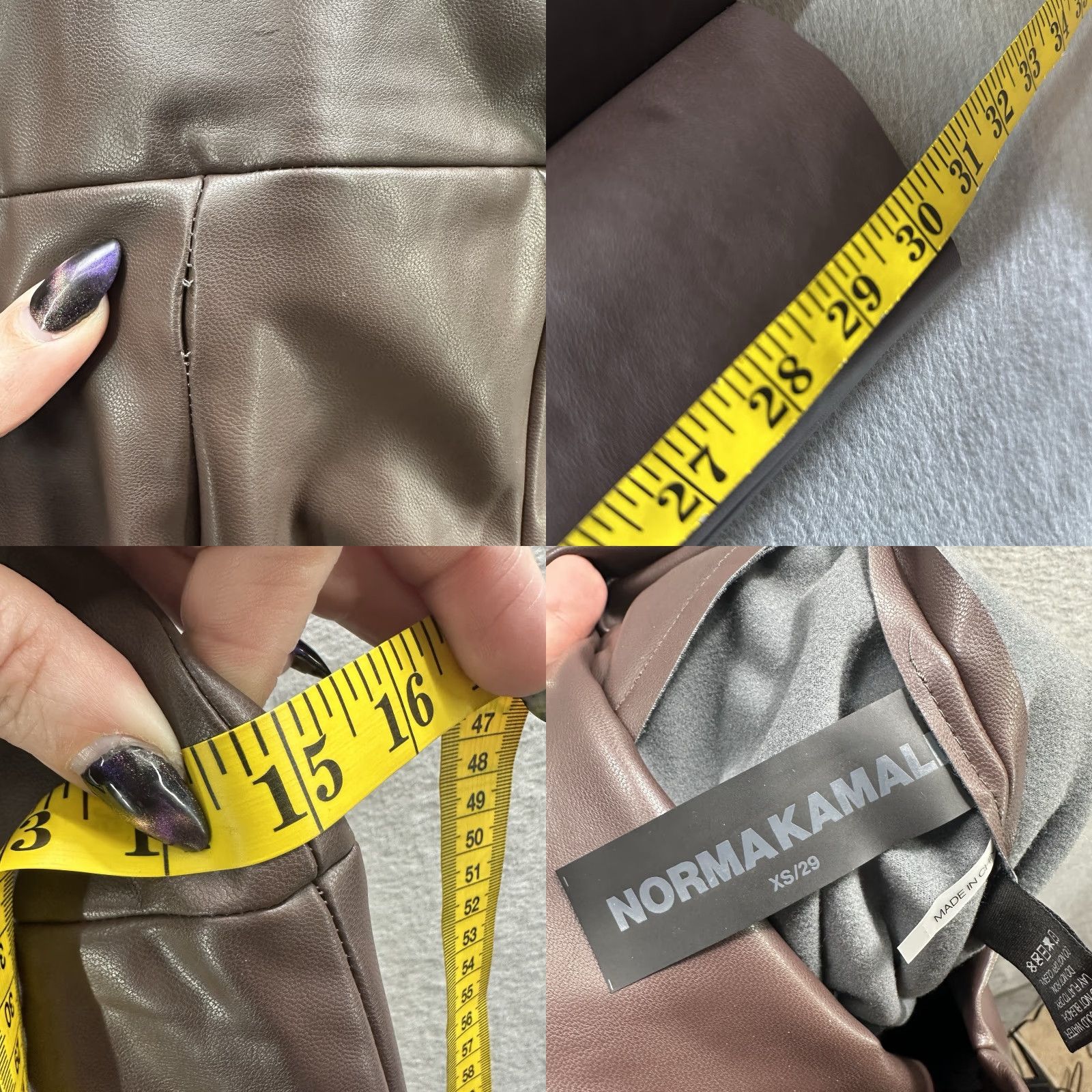 Norma Kamali Norma Kamali Faux Leather Slit Hem Leggings Womens XS Brown Casual Ankle Size 26" / US 2 / IT 38 - 8 Thumbnail