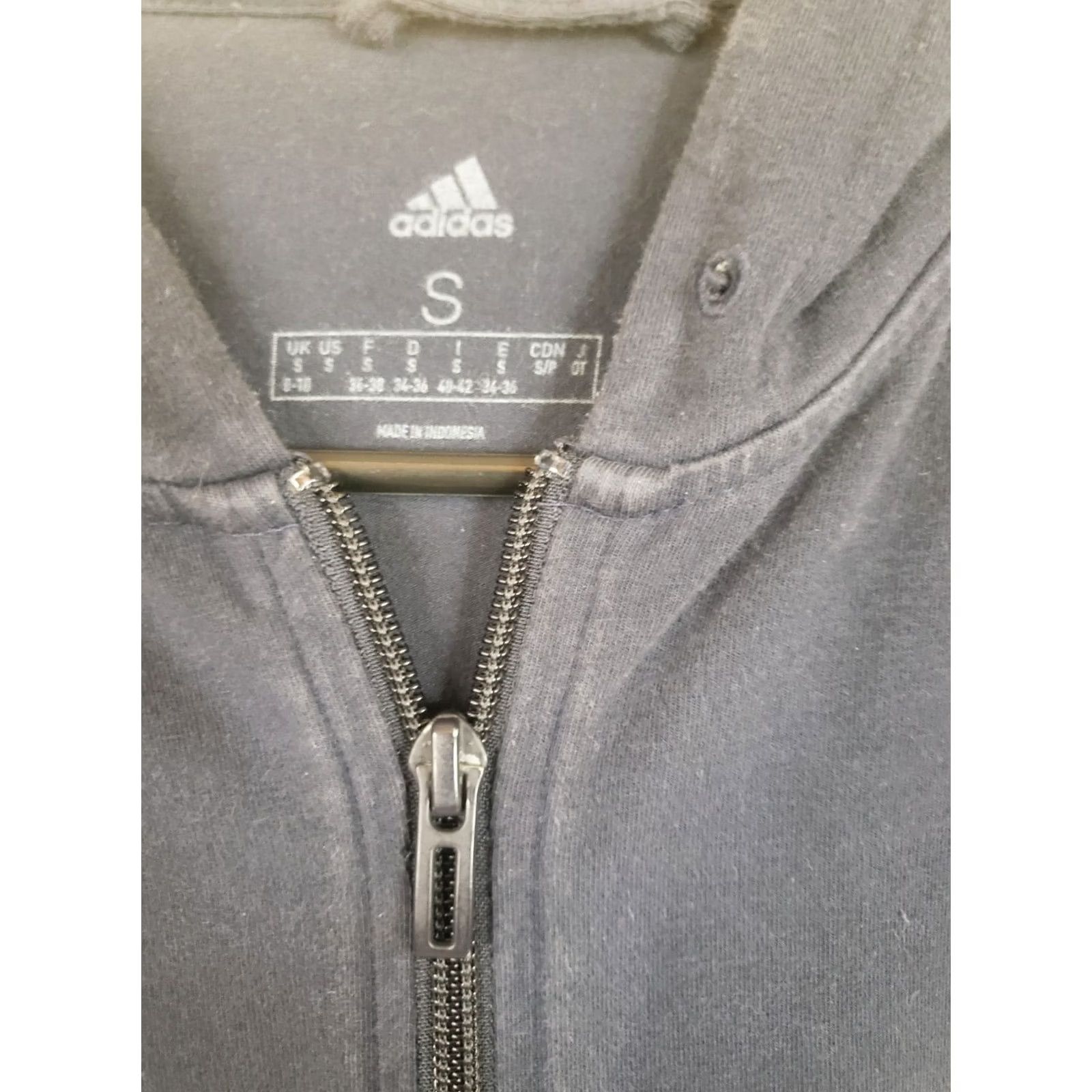 Adidas Adidas Men's S Navy Blue Full Zip Hooded Track Jacket Three Stripes on Arms & Shoulders, 36 in Chest, Jersey, Polyester, Regular Size, Jacket, Men Size US S / EU 44-46 / 1 - 4 Thumbnail