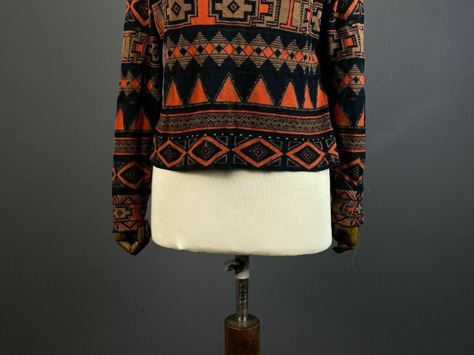 Designer Marc Cain Black Red Geometric Aztec Sweater Size 4 Size S / US 4 / IT 40 - 3 Thumbnail