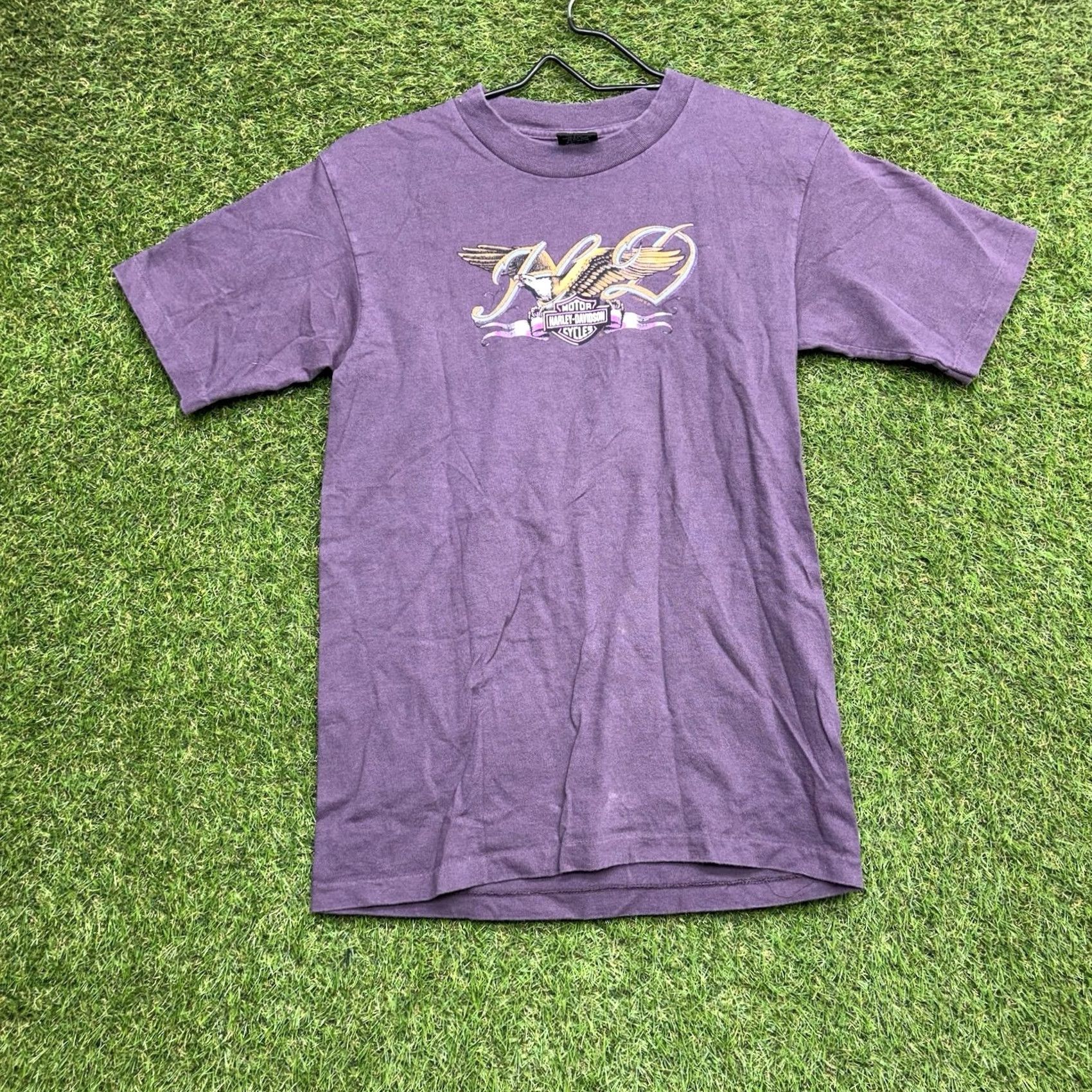Harley Davidson Harley-Davidson Shirt Mens Small Vintage 90s Biker USA Purple Single Stitch Graphic Print T-Shirt Short Sleeve Crew Neck Cotton Size US S / EU 44-46 / 1 - 2 Thumbnail