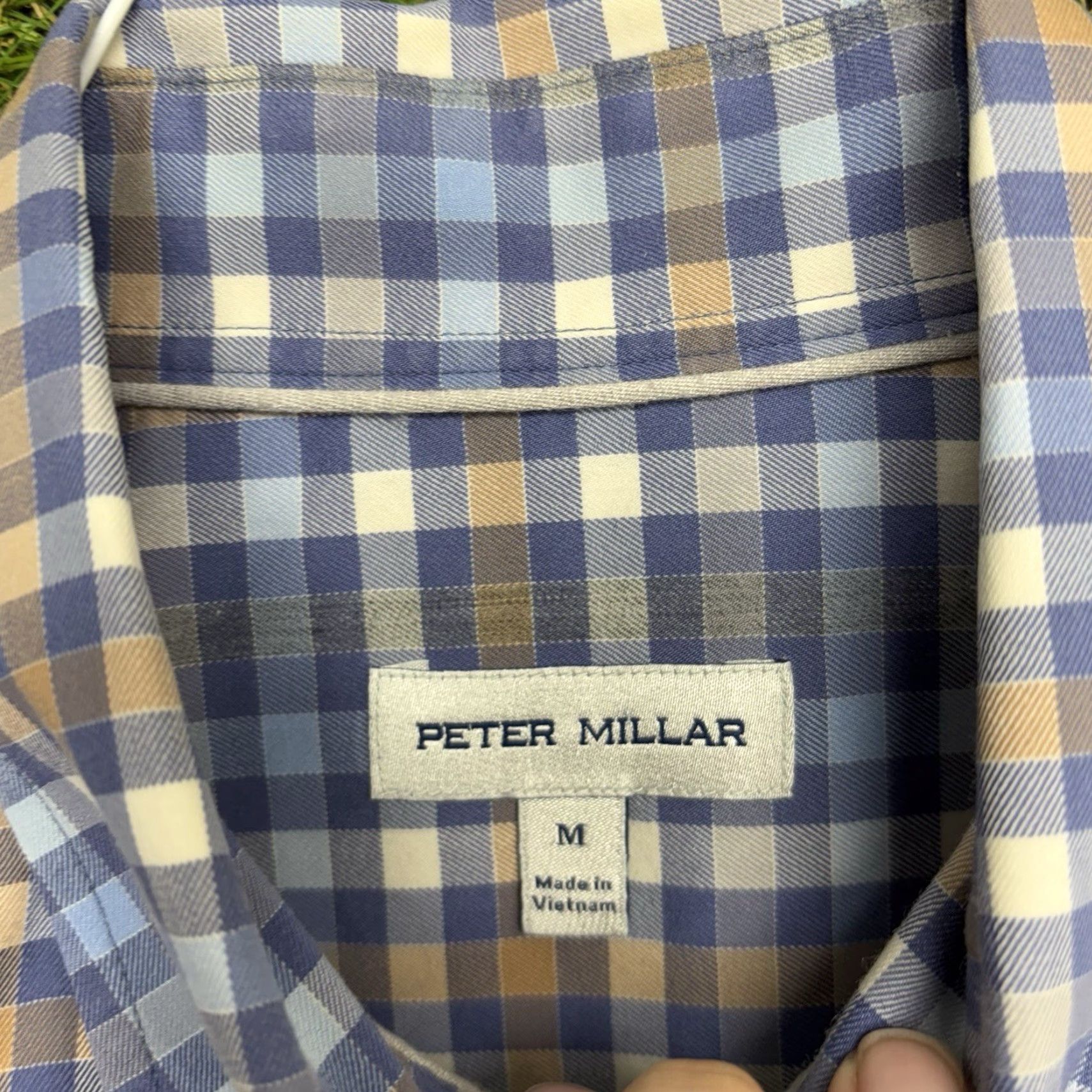 Peter Millar Peter Millar Button-Up Shirt Mens Medium Blue Plaid Long Sleeve Casual Dress Size 40R - 5 Thumbnail