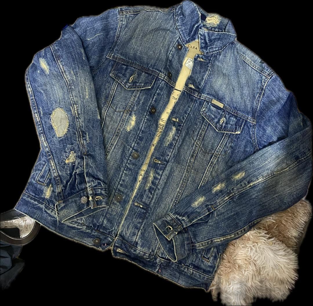 ★EZRA FITCH BLEACH CRASH DENIM JACKET★ ☆EZRA FITCH BLEACH CRASH DENIM JACKET☆ EZRA FITCH Mens M