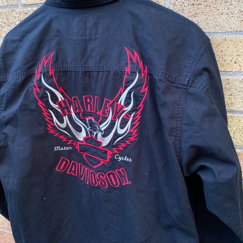 Harley Davidson × Vintage Vintage 90s Y2K Harley Davidson Embroidered Shirt Jacket Me Size US M / EU 48-50 / 2 - 4 Thumbnail