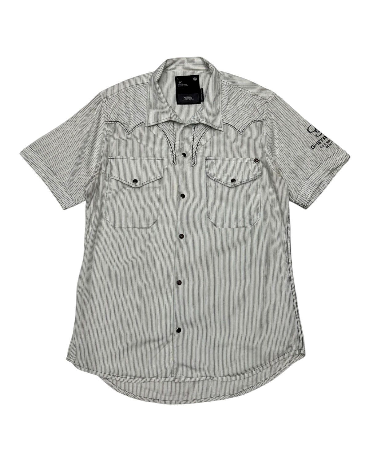 Yohji Yamamoto 🔥DEVIL STRIPE SHIRT S/S BUTTON SNAP YOHJI STYLE BY GSTAR Size US M / EU 48-50 / 2 - 10 Thumbnail