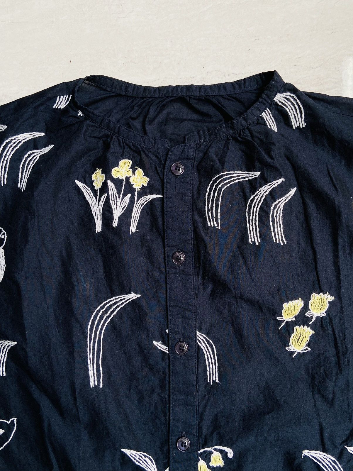Issey Miyake × Ne-Net Ne-Net Navy Shirt Animal and Flower motif Size 52L - 7 Thumbnail