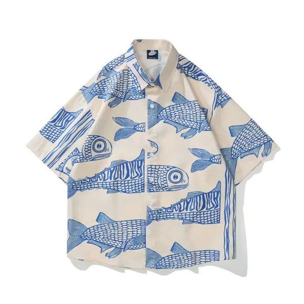 Vintage Harajuku Style Hawaiian Fish Printed Shirt