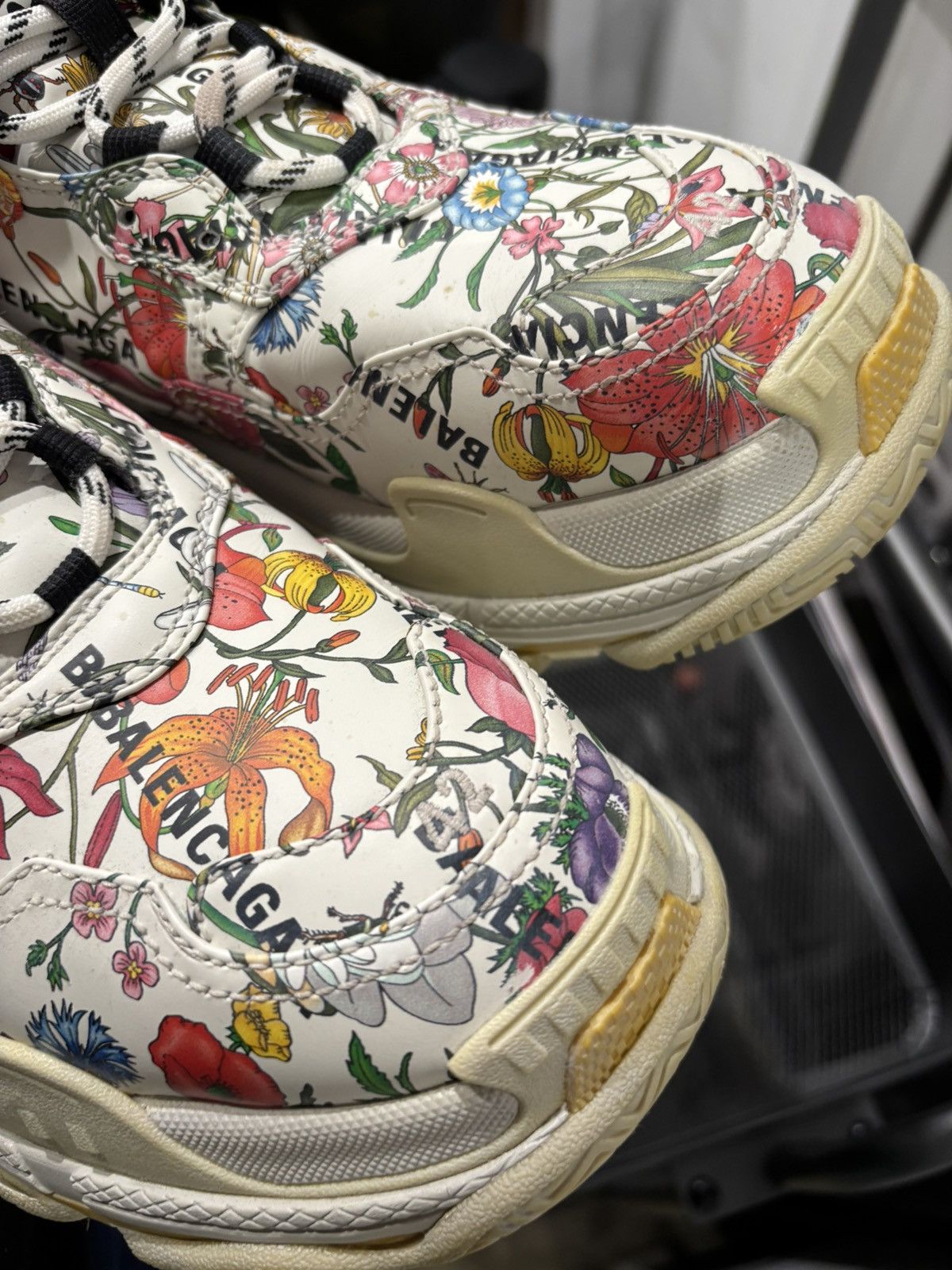 Balenciaga × Gucci White Hacker Floral Logo Triple S Sneakers Size US 9.5 / EU 42-43 - 7 Thumbnail