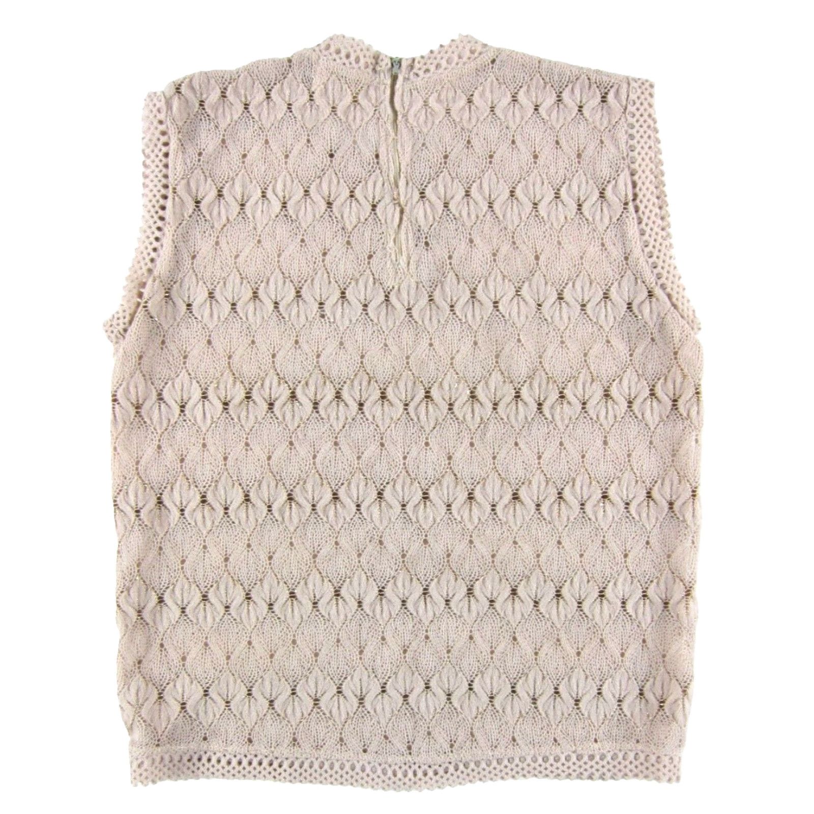 Pinko VTG Acrylic-Fibre Made In Japan Pink Gold Sleeveless Vest Sweater Women Small Size S / US 4 / IT 40 - 2 Thumbnail