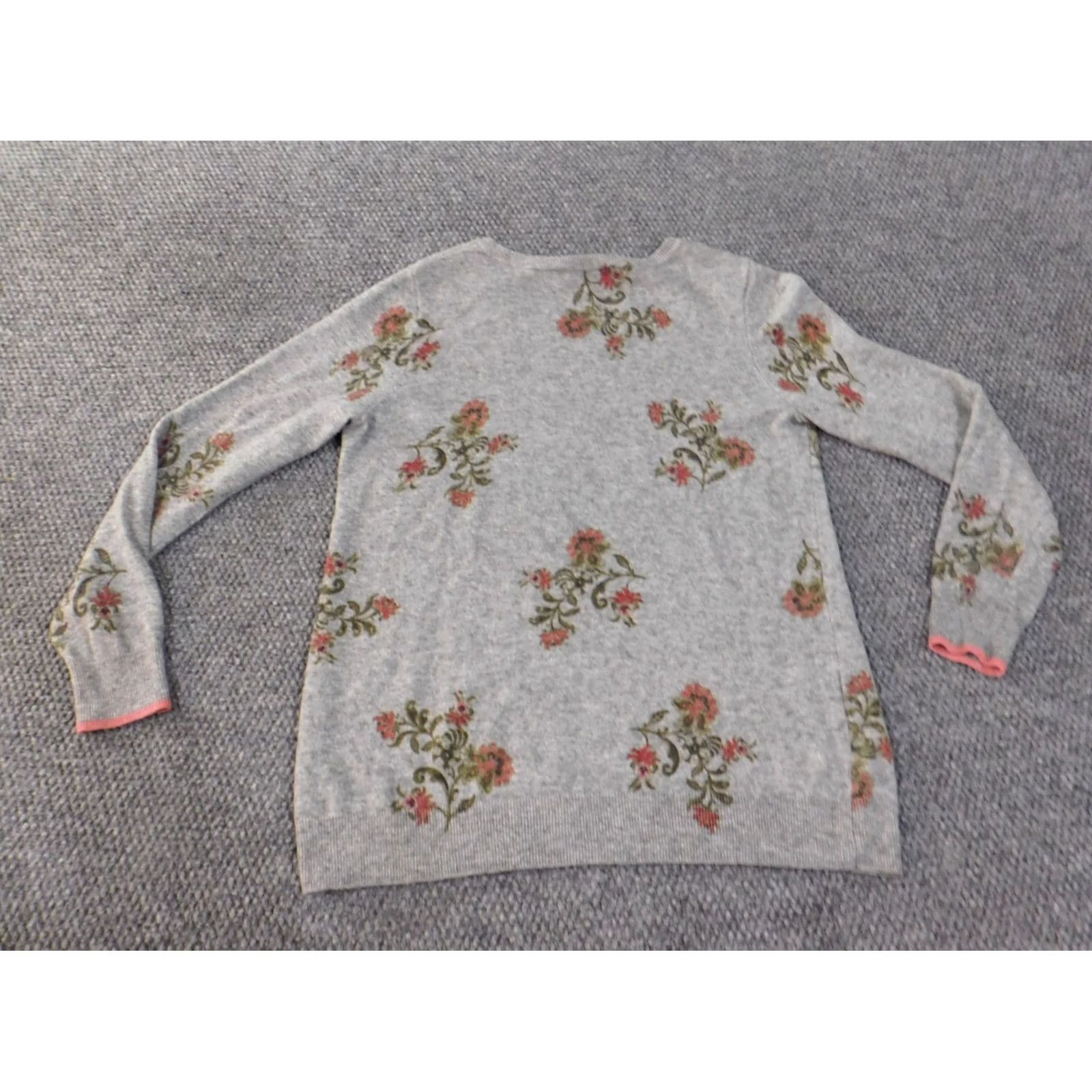 Loft LOFT Sweater Crew Neck Wool Cotton Floral Long Sleeve M Gray Womens Pullover Casual Modern Vintage No Size M / US 6-8 / IT 42-44 - 7 Thumbnail