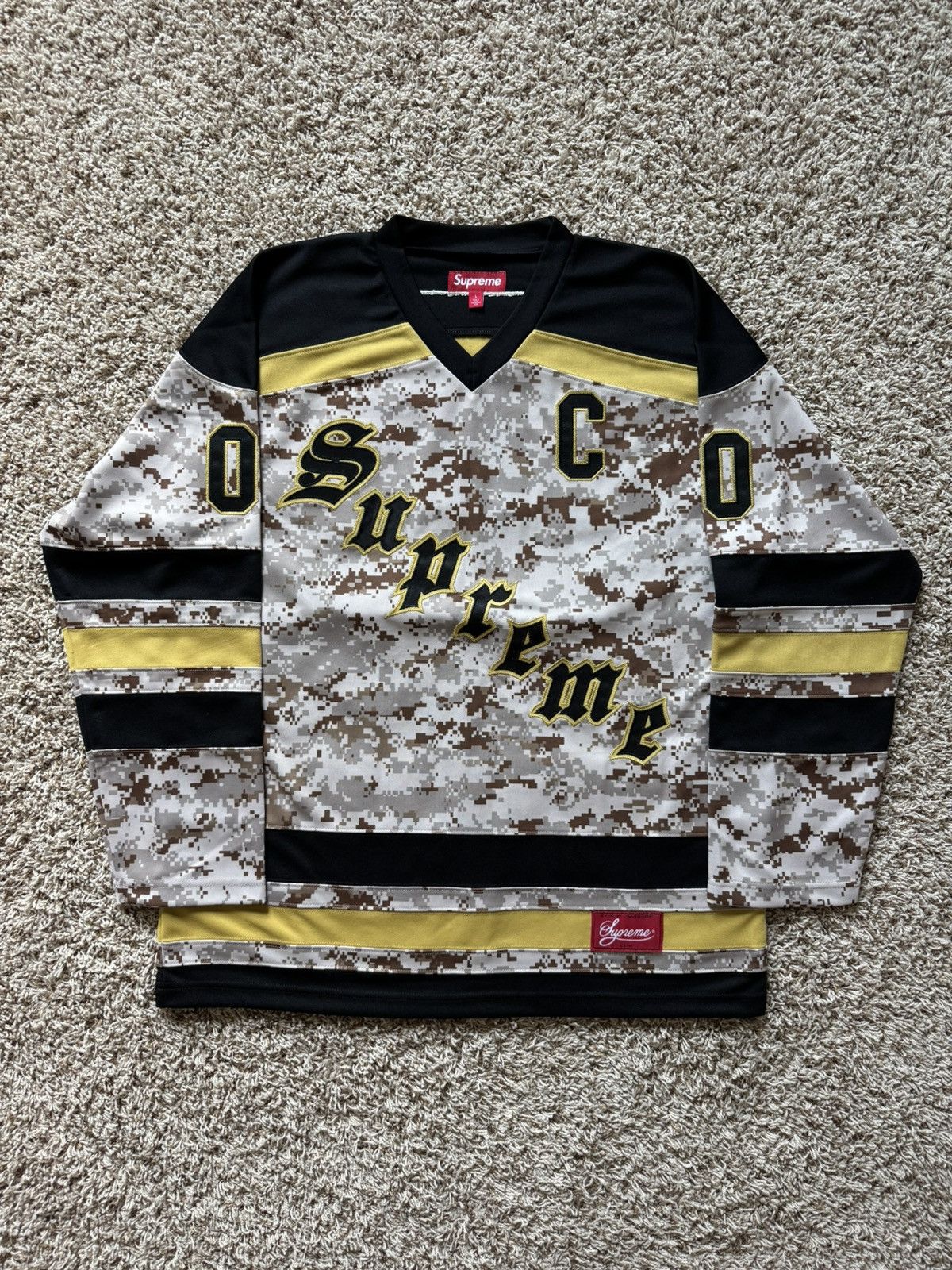Supreme Supreme Fire & Ice Patches Hockey Jersey Camo Yellow Size US L / EU 52-54 / 3 - 14 Thumbnail