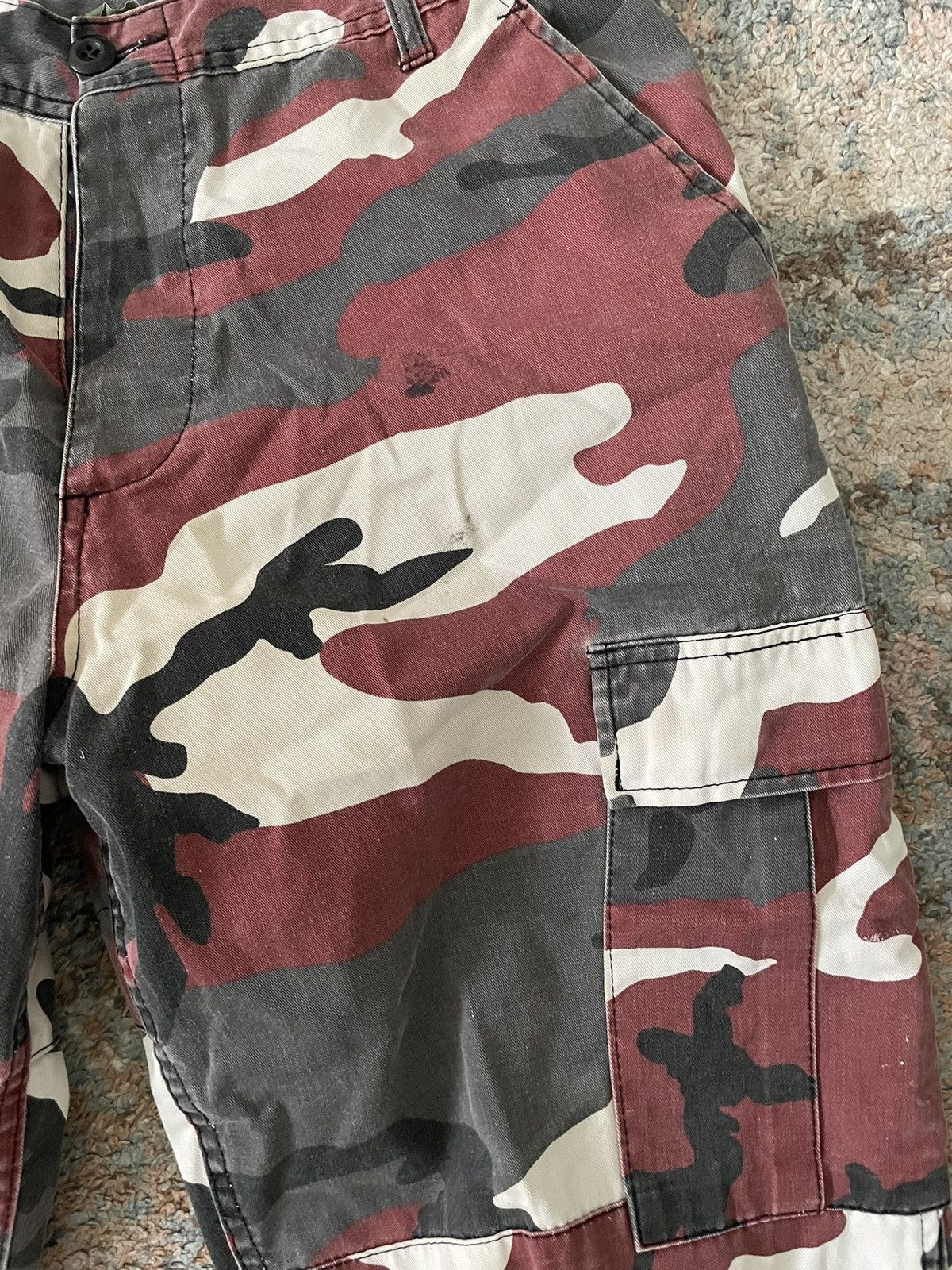 Vintage VTG baggy camo cargo pants 32x29 faded red grey white Size US 32 / EU 48 - 3 Thumbnail
