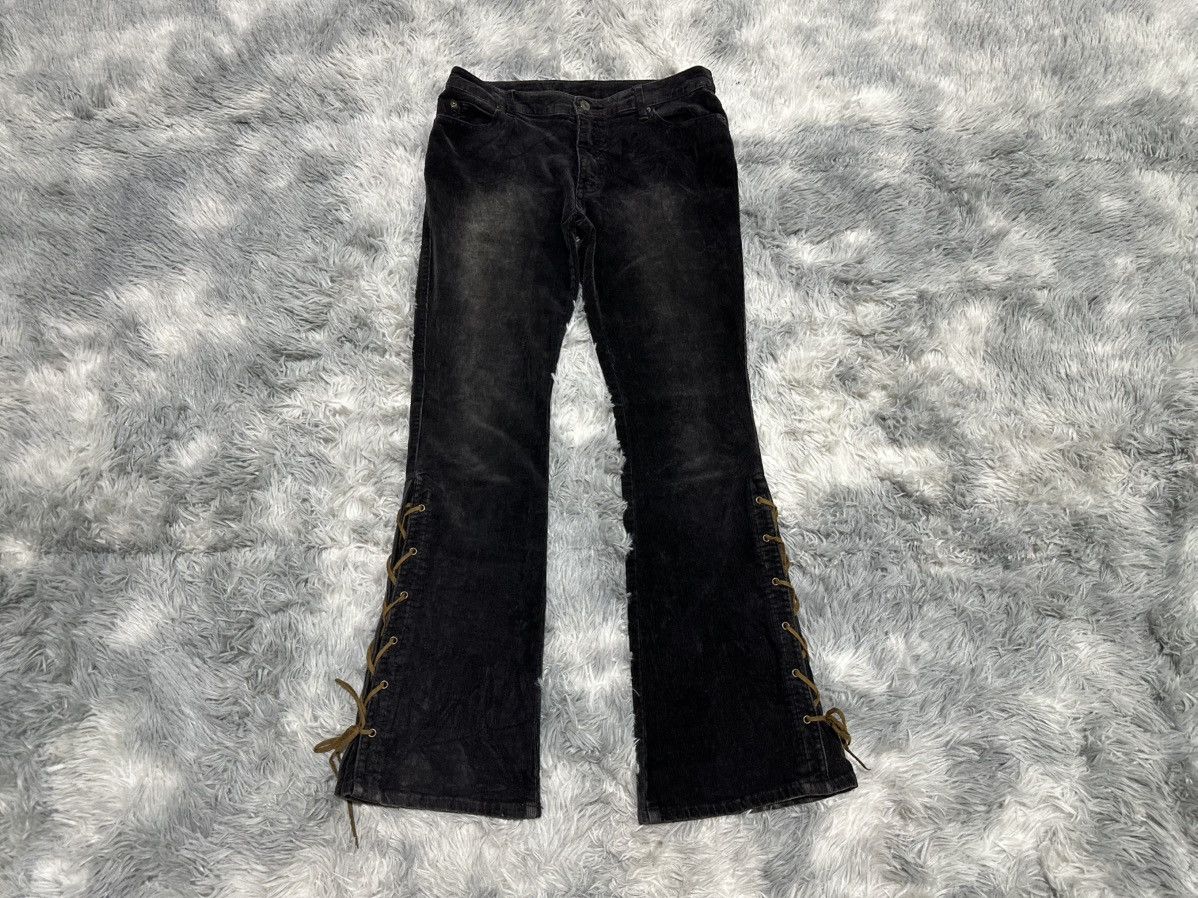 Tornado Mart 🔥Sick Y2K Japanese Laces Up Flared Corduroy Pants Size US 30 / EU 46 - 1 Thumbnail