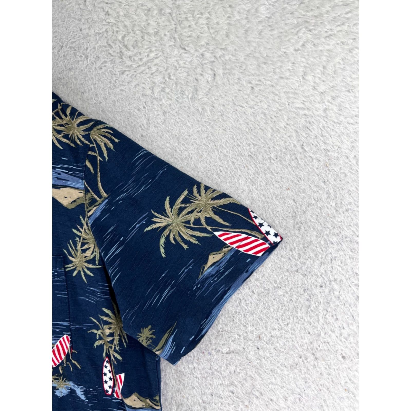 George George Shirt Mens Large Blue American Flag Surf Boards Palm Island 100% Rayon Size US L / EU 52-54 / 3 - 2 Thumbnail