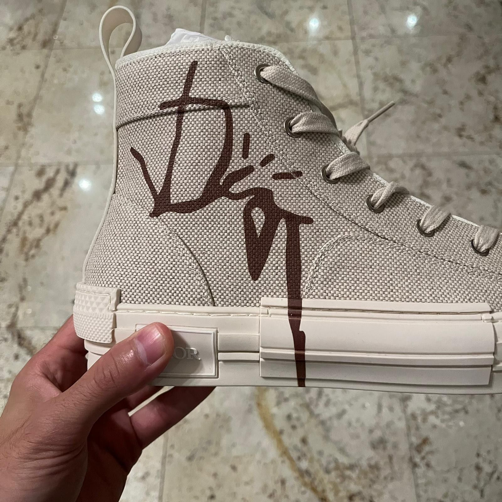 Dior × Travis Scott o1rshd1 Cactus Jack B23 High Top Logo Sneakers in Off White Size US 9 / EU 42 - 13 Thumbnail