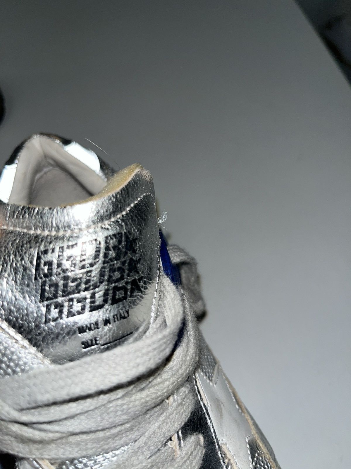 Golden Goose Men's Dad-Star in silver laminated leather Size US 6 / IT 36 - 8 Thumbnail