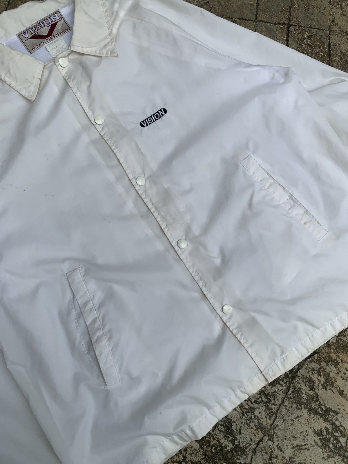 Vintage × Vision Streetwear 1990s Vision Street Wear USA White Embroidery Coach Jacket Size US L / EU 52-54 / 3 - 6 Thumbnail