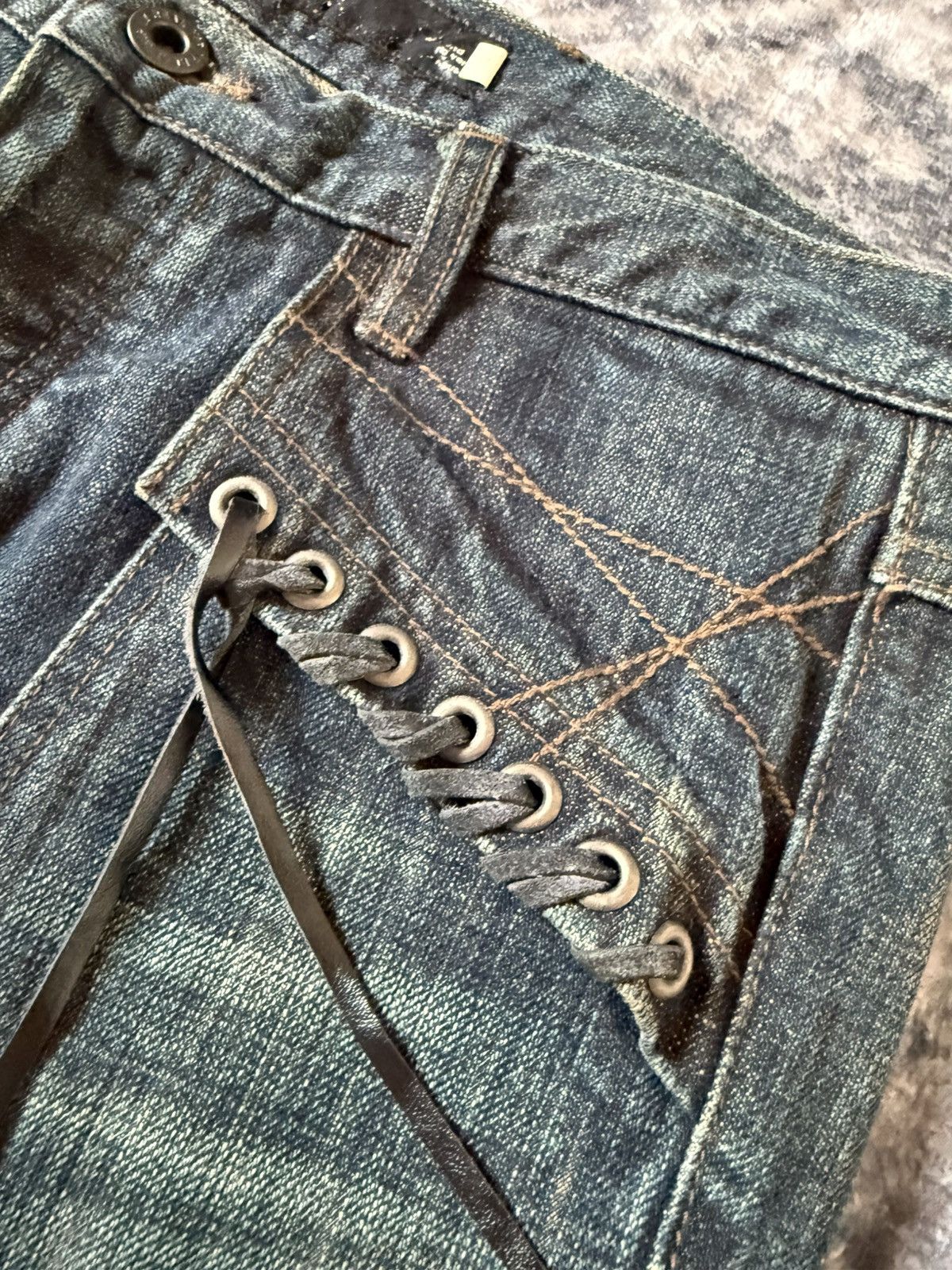 L7 Real Hip L7 Real Hip Leather Lace-up Braided Pocket Flared Jeans Size US 32 / EU 48 - 9 Thumbnail